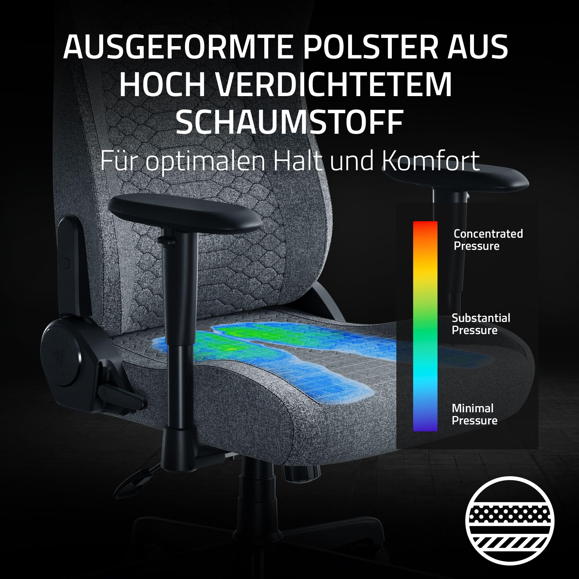 Razer Iskur V2 X - Basis-Gaming-Stuhl mit integrierter Lendenwirbelstütze (hochverdichtete Schaumstoffpolster, 2D-Armlehnen, weicher Stoff) Grau