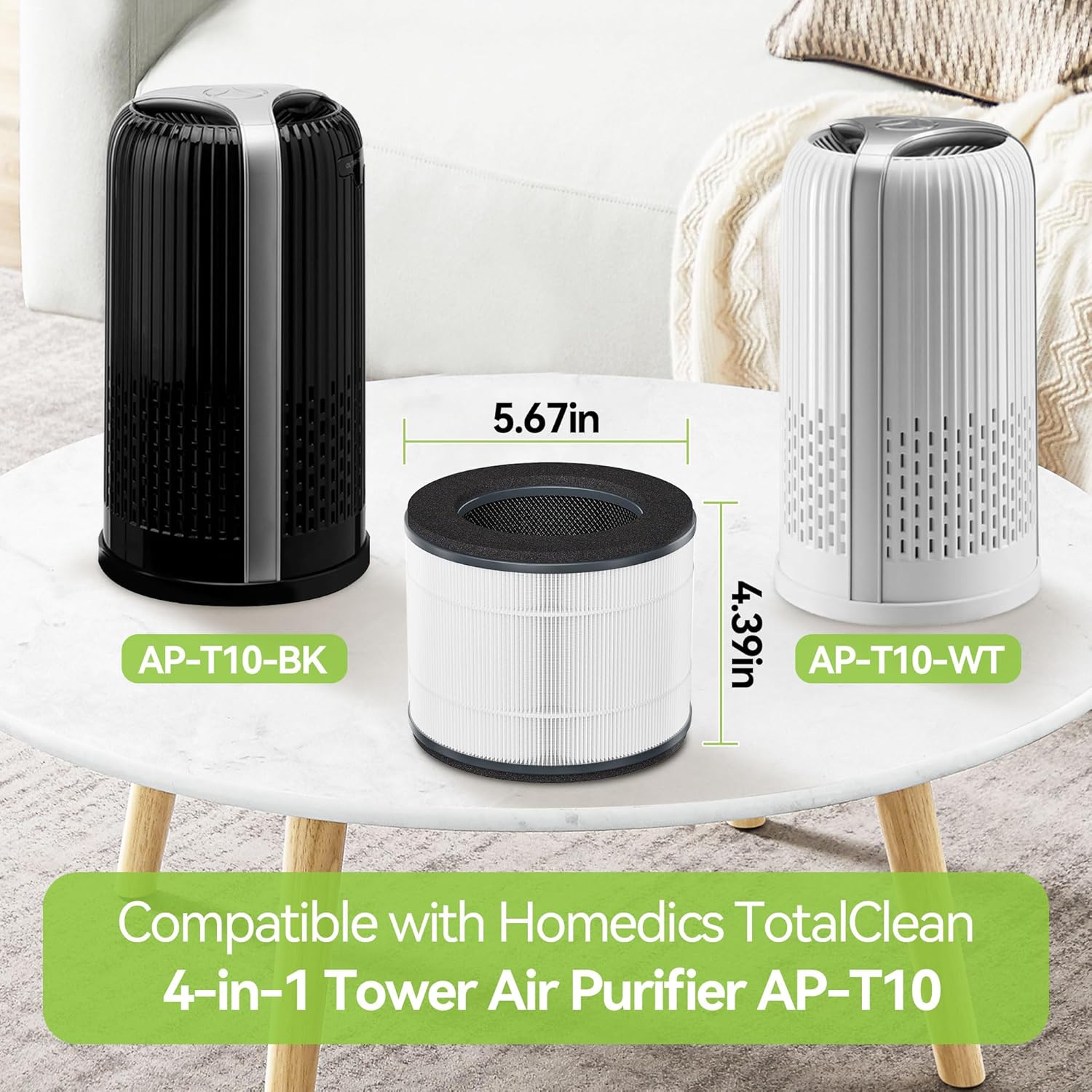 AP-T10FL Filter Replacement Fit for Homedics Compatible with HoMedics TotalClean Air Purifier Models AP-T10-BK and AP-T10-WT 3-in-1 HEPA Filter AP-T10 for Micro Airborne Particles - Image 4