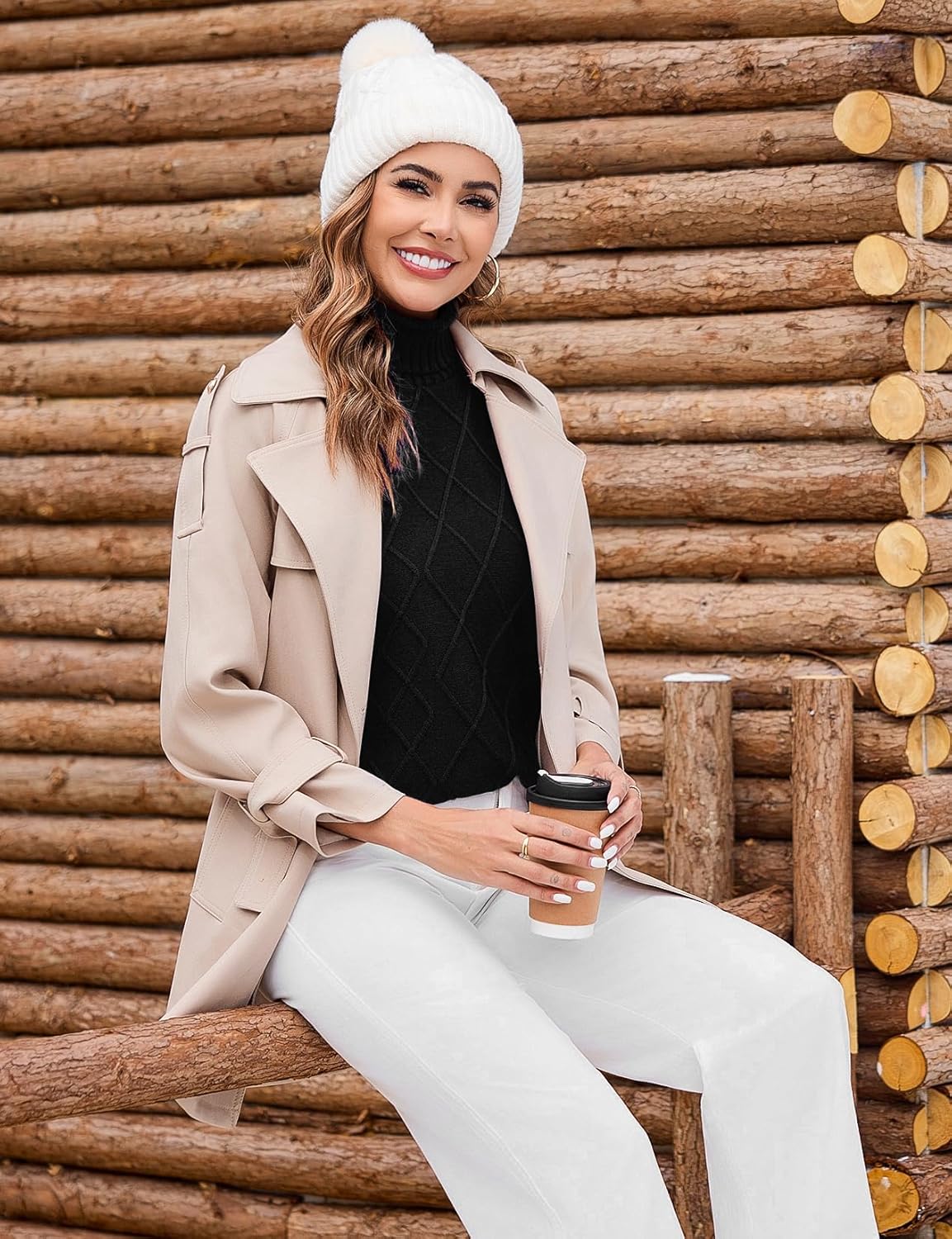 Totatuit Womens Sleeveless Turtlenecks Sweaters Cap Sleeve Mock Neck Ribbed Knitted Solid Pullover Sweater Vest - Image 8