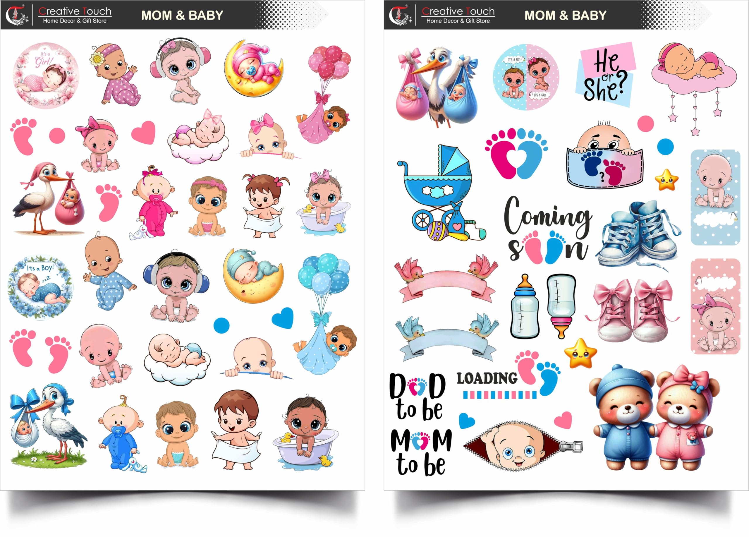 Creative Touch 50 Pcs Baby Scrapbook Stickers for Pregnancy Journal, Diary for Expecting Moms | Mom to be Stickers Baby Shower Decorations (Set of 2)-picture-30