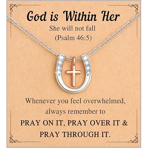 Shonyin Cross Horseshoe Necklace Teen Girls Women Trendy Stuff Christian Religious Gift, Symbolizes Hope, Love, Good Luck, Protection, Fortune