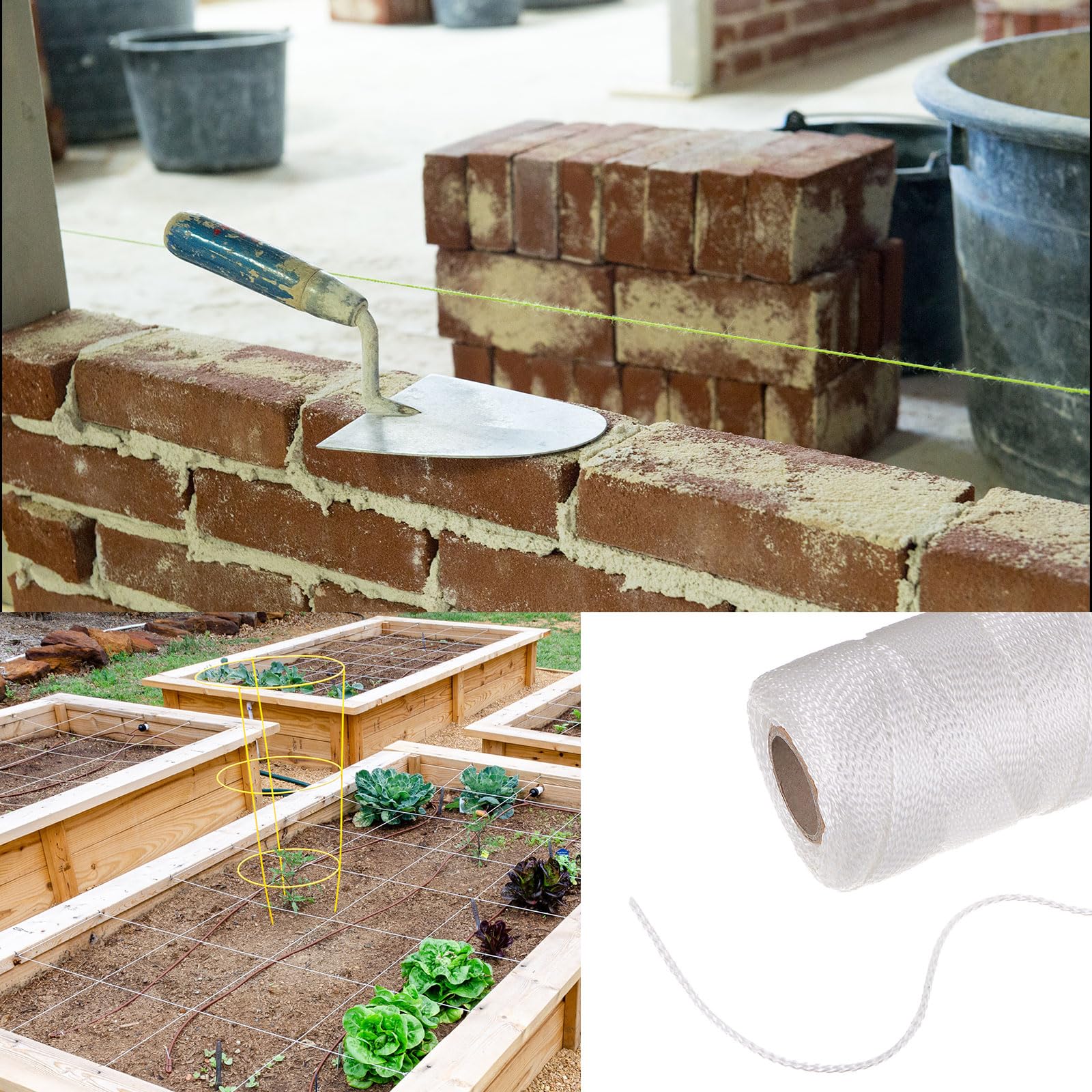 QUARKZMAN 2pcs Línea de Albañil de Nylon Trenzado de 1.5mm x 500 pies para Pesca, Jardinería y Manualidades, Color Blanco