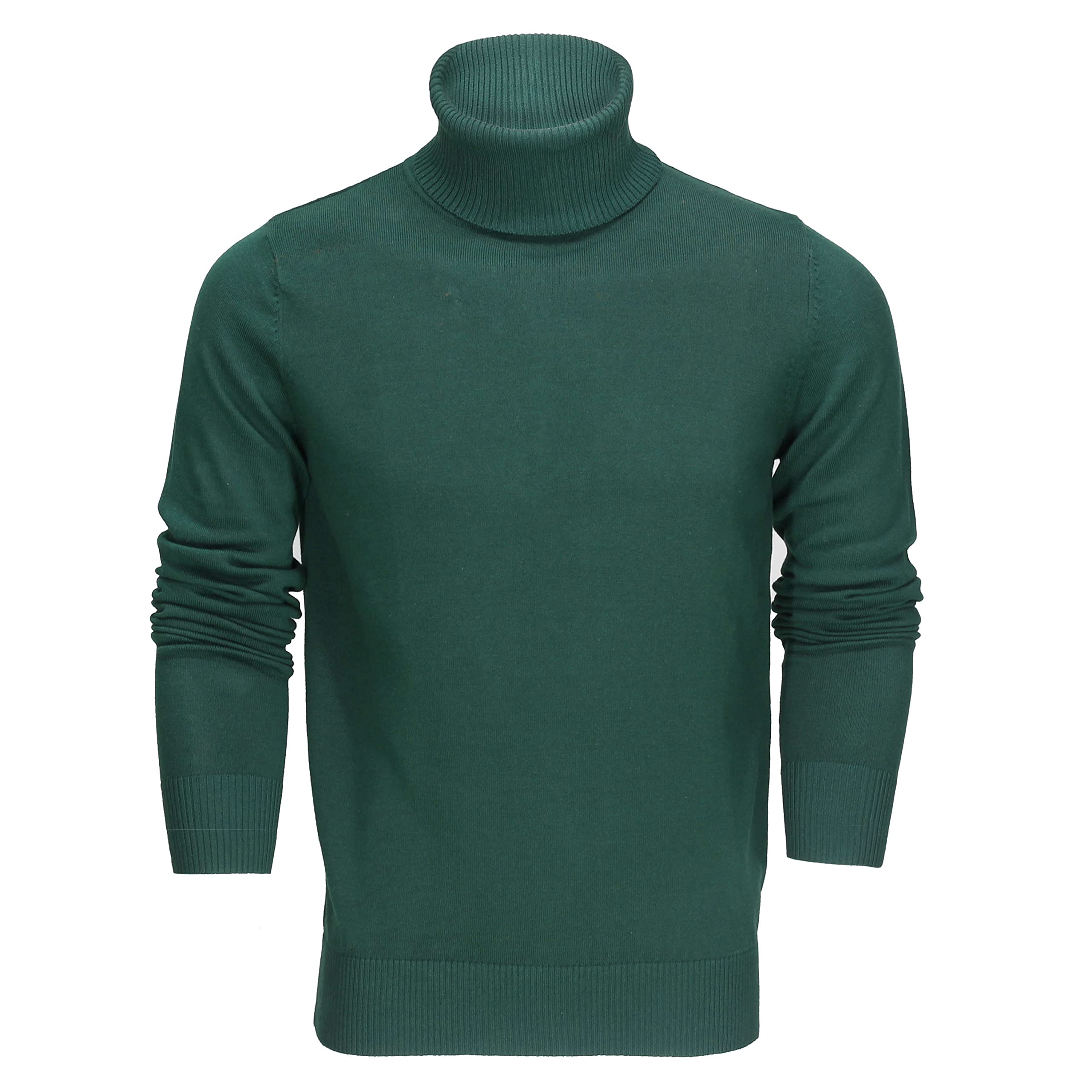 Xposed Mens Roll Neck Jumper Soft Cotton Fine Knitted High Turtle Polo Pullover Top[JUMPER-G1808,M,Green]