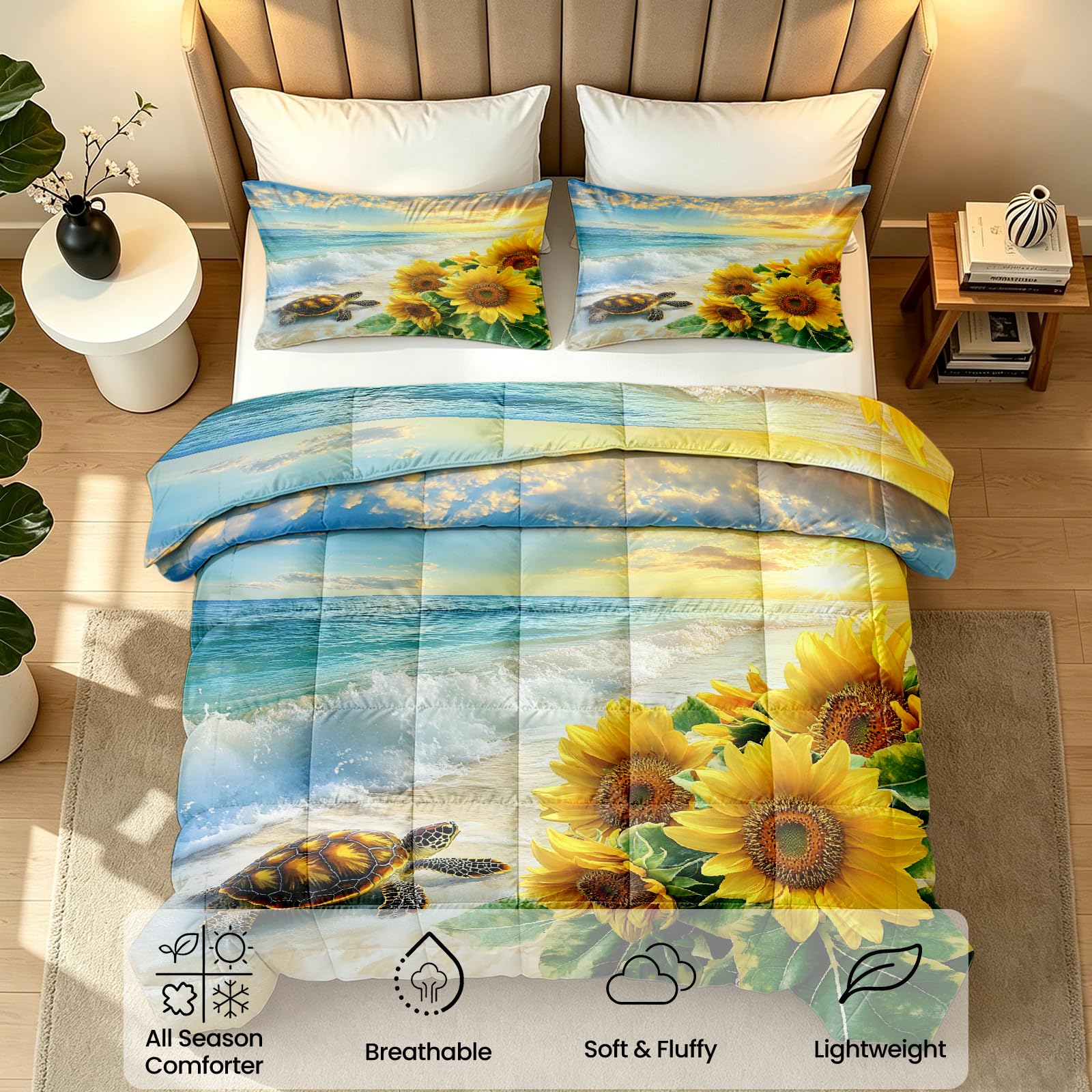 Generisch Daunendecke 155x220 4 Jahreszeiten Tropische Strand 3D Wende