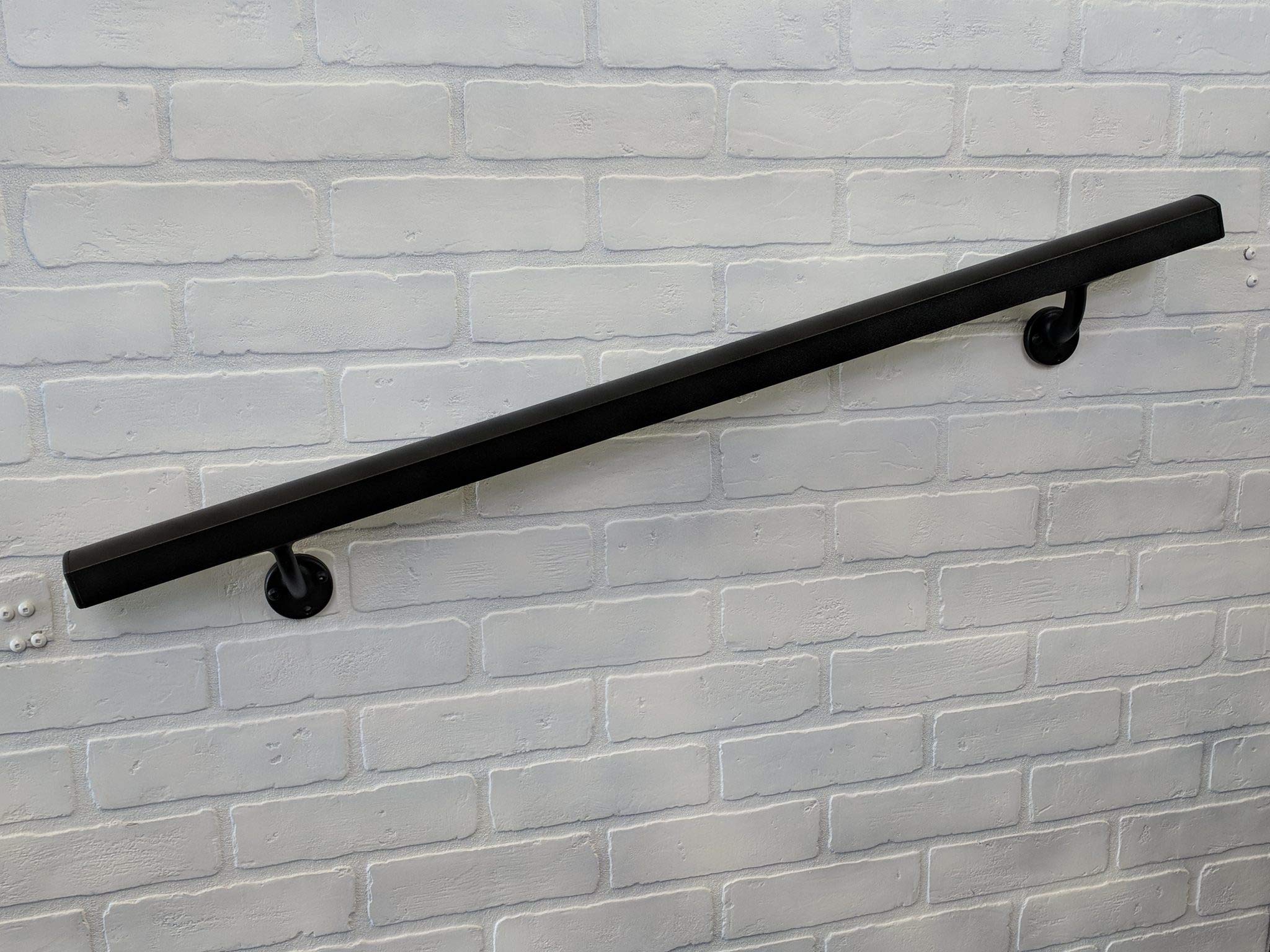 Aluminum Handrail Direct AHR 6' Handrail Section with Mounts Black