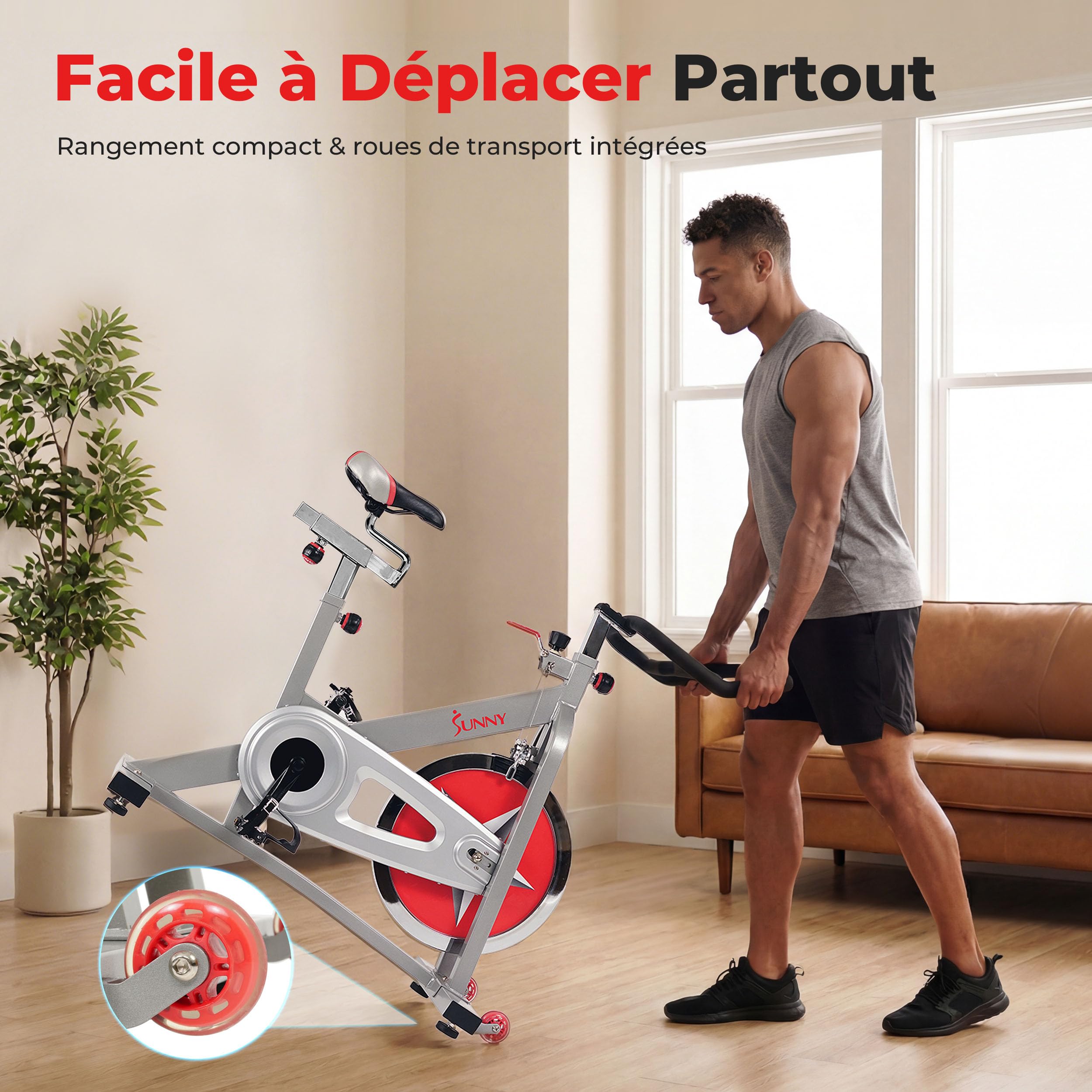 Sunny Health & Fitness Vélo d'Appartement Pro pour Cyclisme Indoor Intensif