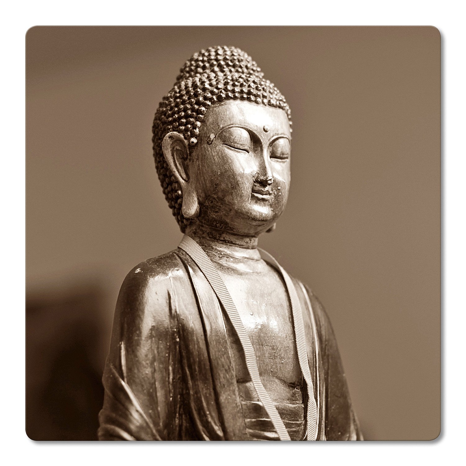 Sottobicchieri In Vetro 'addies Set Da 6 Con Motivi Buddha - Sughero Sul Fondo, Confezione Regalo Trasparente, Made In Germany - 2