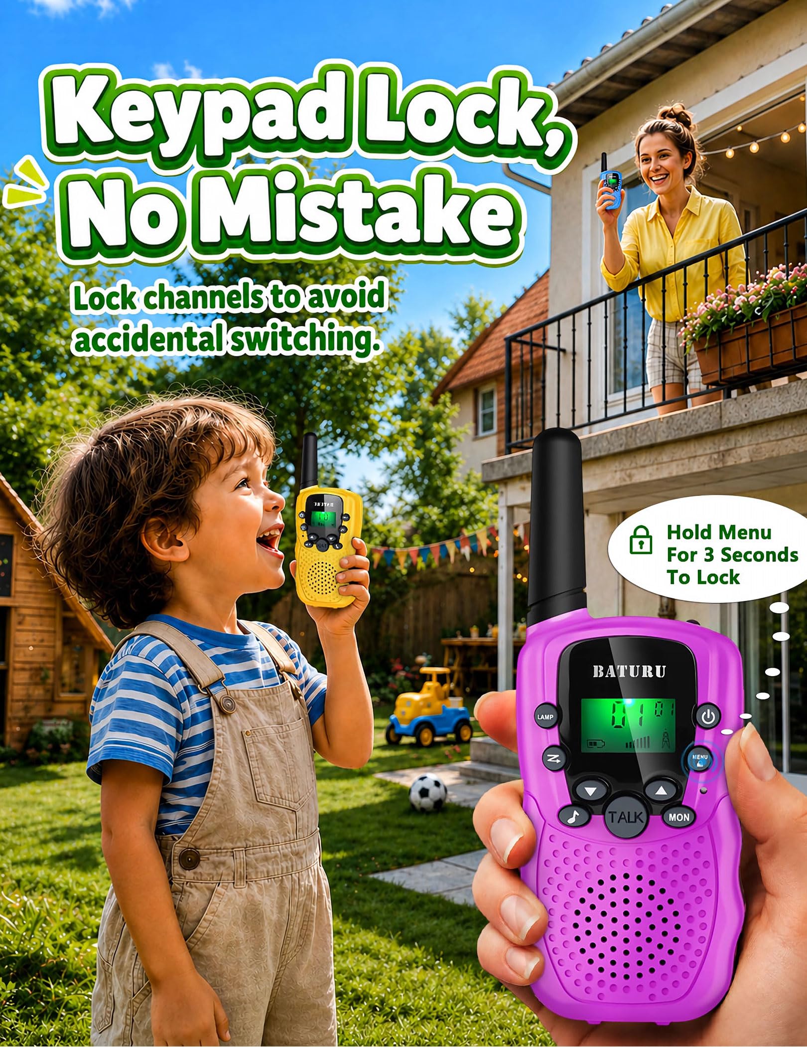 Walkie Talkies para niños y adultos, alcance de 3 millas de largo, 22 canales de radio de 2 vías y walkie talkies de mano para niños, el mejor regalo para niños Walkie Talkies para niños y adultos, alcance de 3 millas de largo, 22 canales de radio de 2 vías y walkie talkies de mano para niños, el mejor regalo para niños