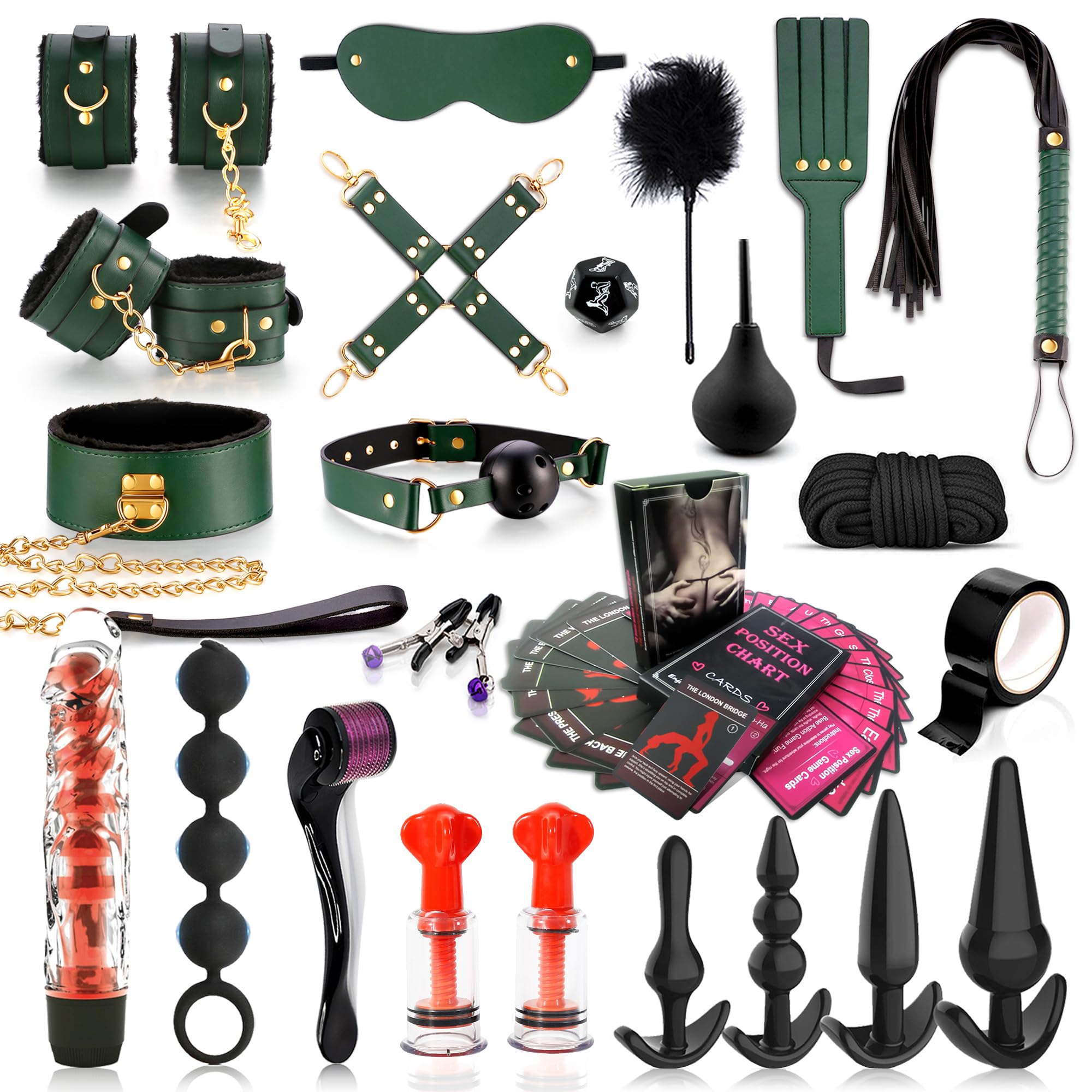 Amazon.com: BDSM kit Sex Toys Bondage Restraints Set,Anal Butt Plug Toys  and Adjustable Handcuffs Collar Ankle Cuff Blindfold,Sex Things for Couples  Kinky and Couple Sex Toys for Games Card. : Health &