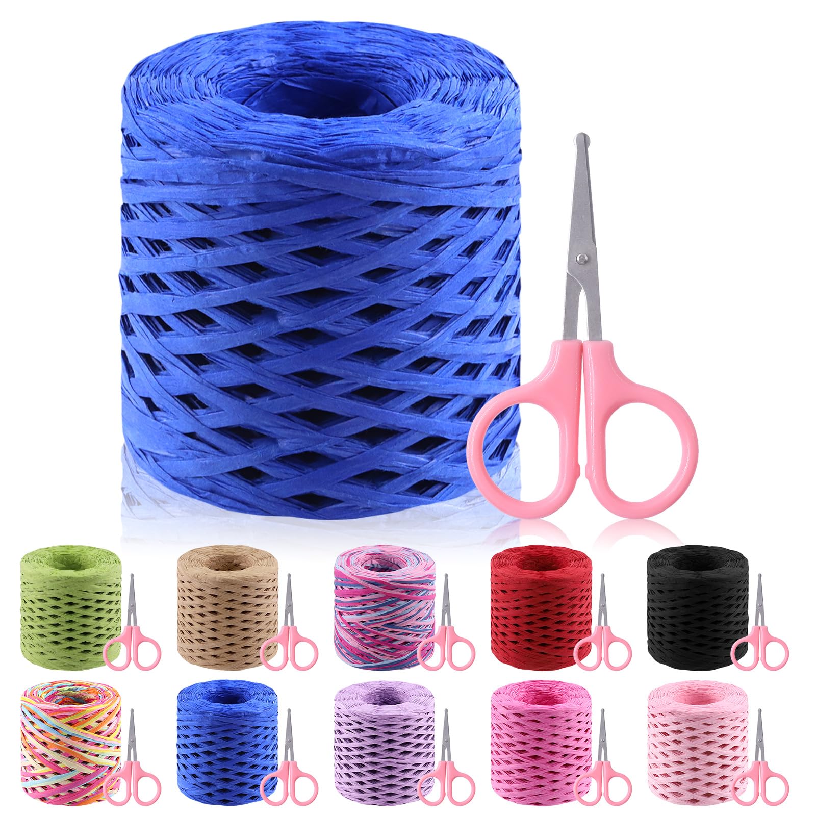 GLARKS 200m Raffia Ribbon with Scissors Set