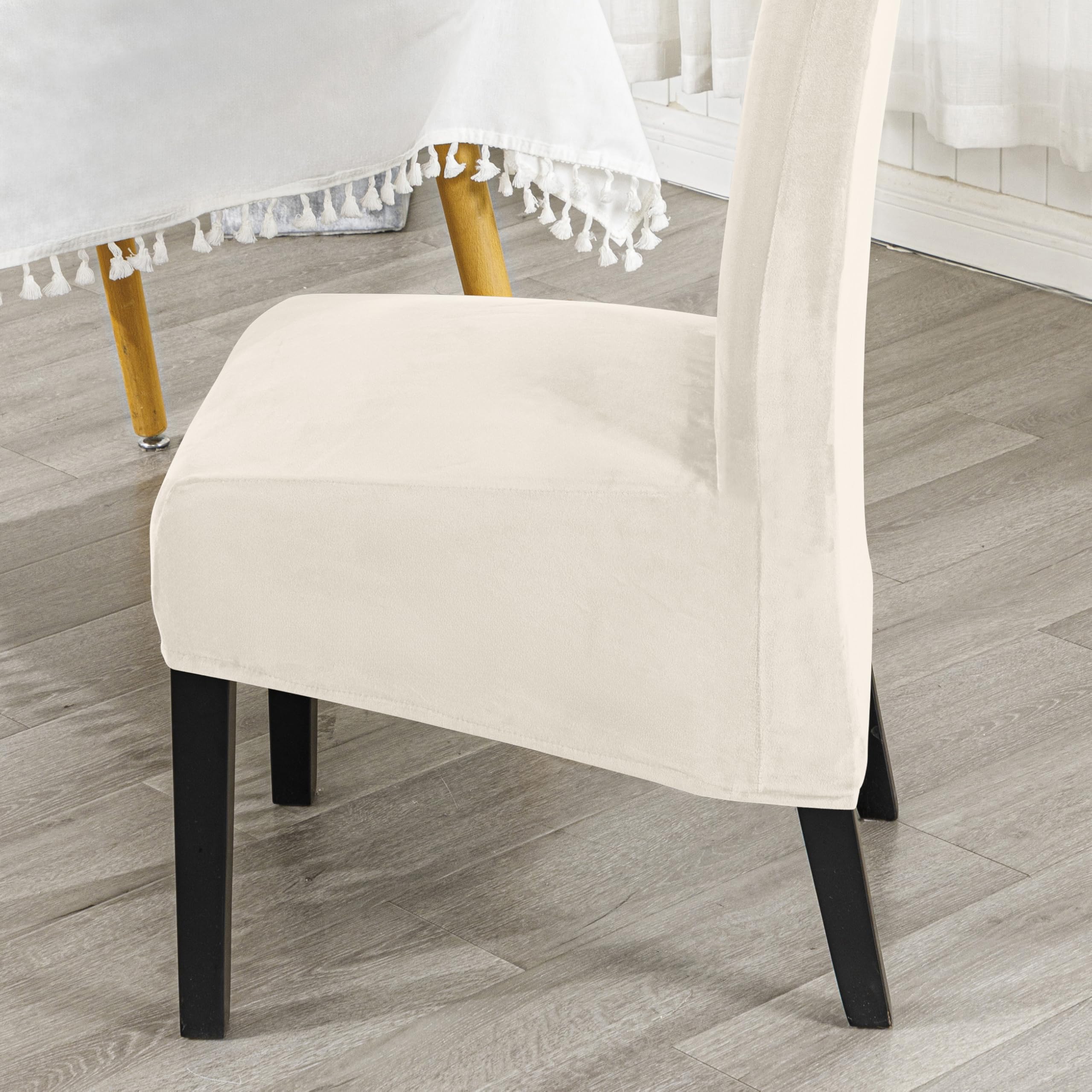 EBETA Funda para Silla in Terciopelo, XL Sedia da pranzo elástica Comedor Fundas Cubiertas para sillas, Cubre Funda Protectora Sillas Lavables para Banquetes Hogar Restaurante Hotel (Blanco, 6 Piezas)