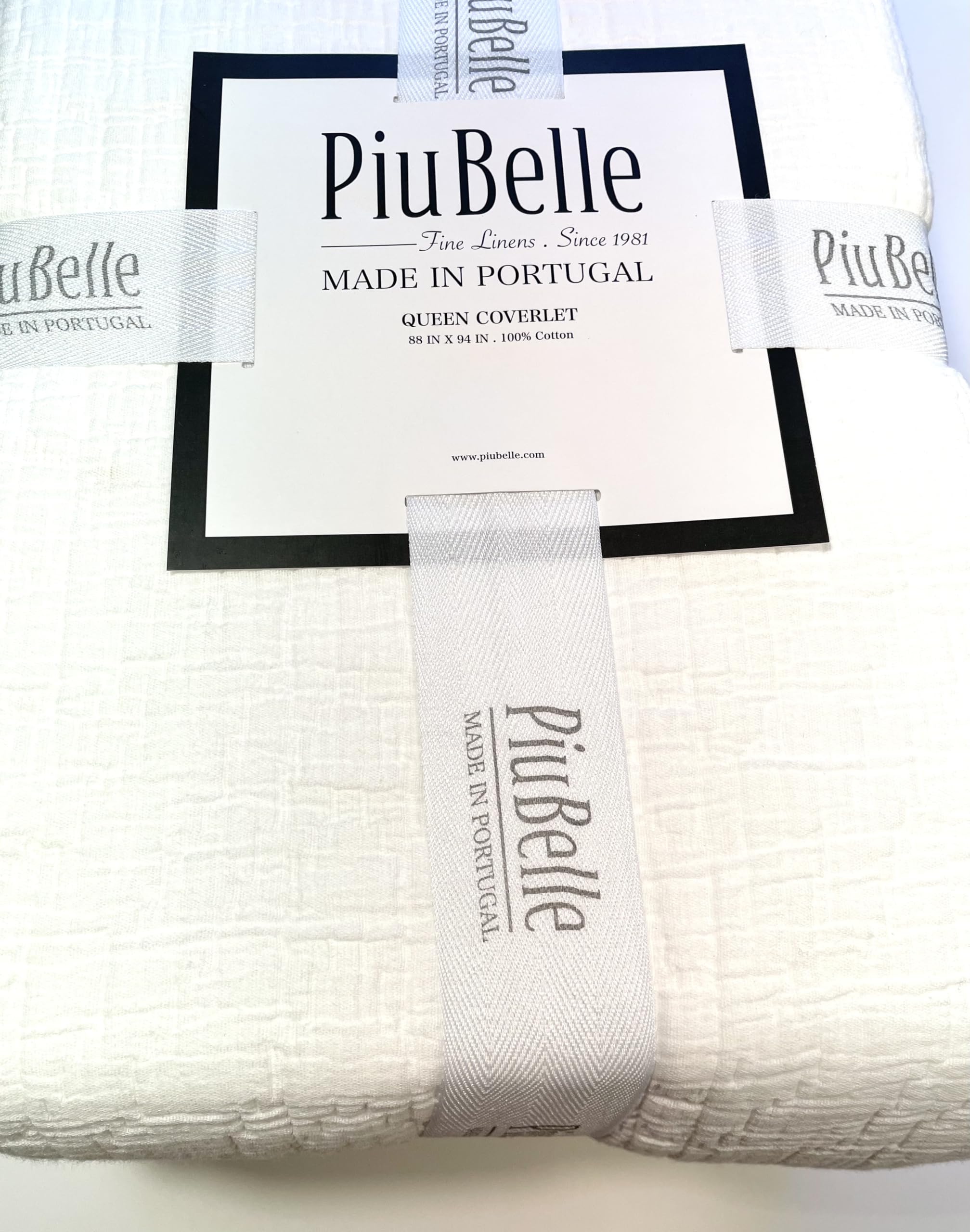 HOME GOODS Piubelle Piu Belle Portugal 100% Cotton-Hotel Luxury Matelasse All Season, Lightweight Quilt Coverlet Bedspread Textured Raised Patterns (Queen (U.S. Standard), Helena), White