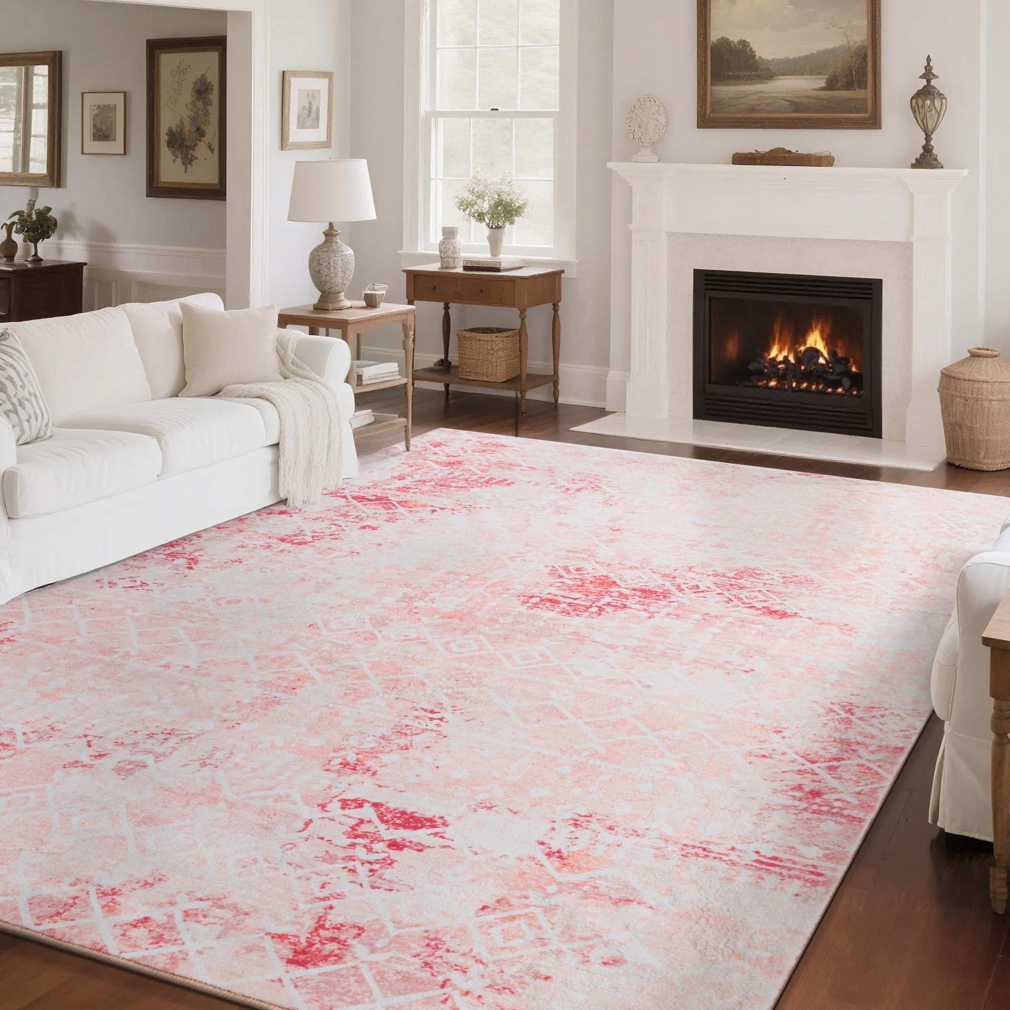 Tapis marocain moderne rose pour une salle à manger élégante
