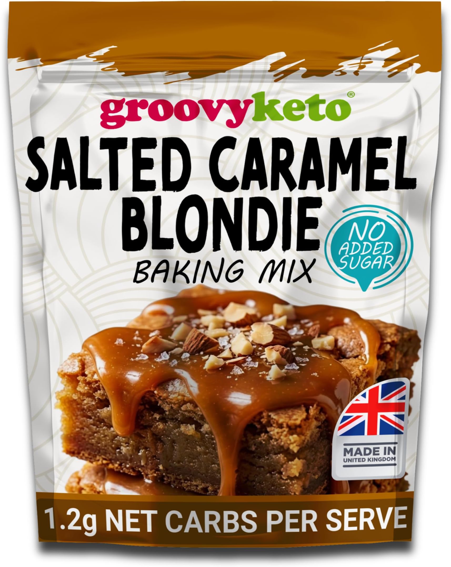 – Groovy Keto Salted Caramel Blondie Brownie Mix | Low Carb | Keto Friendly | Sugar Free | Only 1.2g Net Carbs Per Blondie | Keto Baking Mix, Diabetic Friendly - 245g Pouch