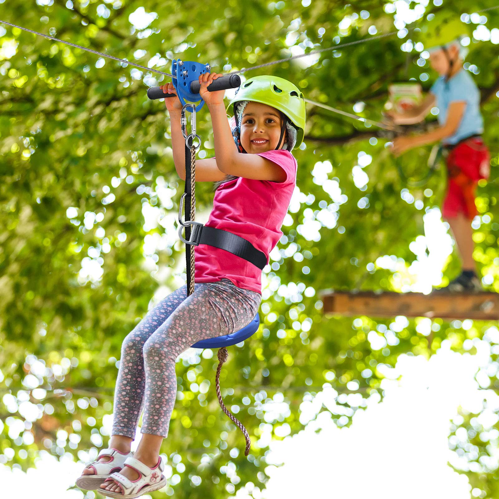 Jugader 100FT Zip Line Kits for Kids with Cable Tensioner Kit