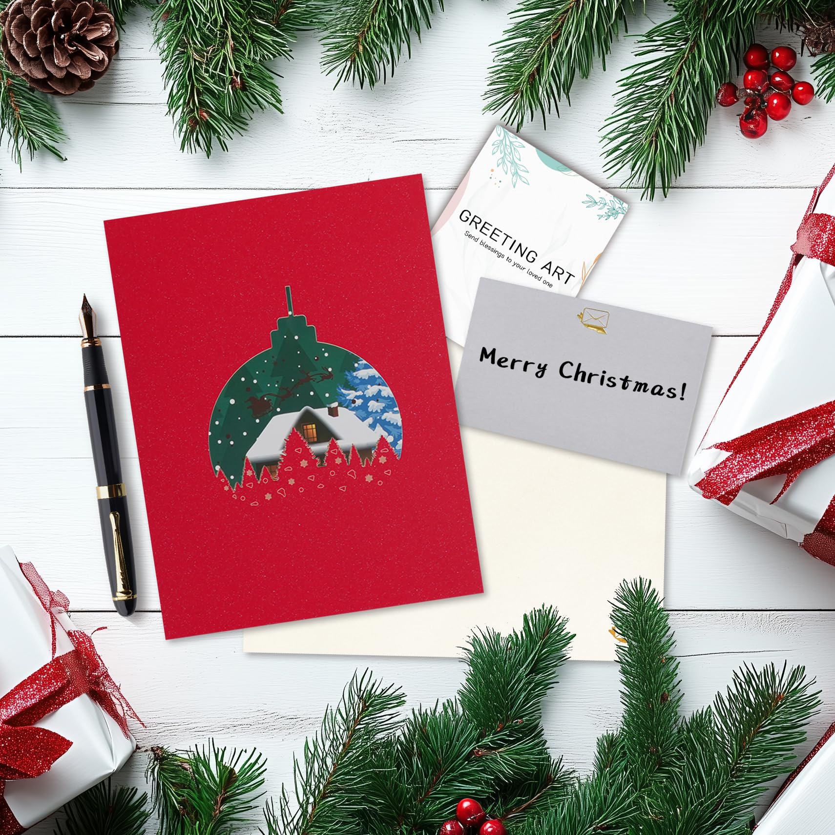 Tarjeta De Navidad 3D Pop Up Con Luz Y Música, Papá Noel, Tarjeta
