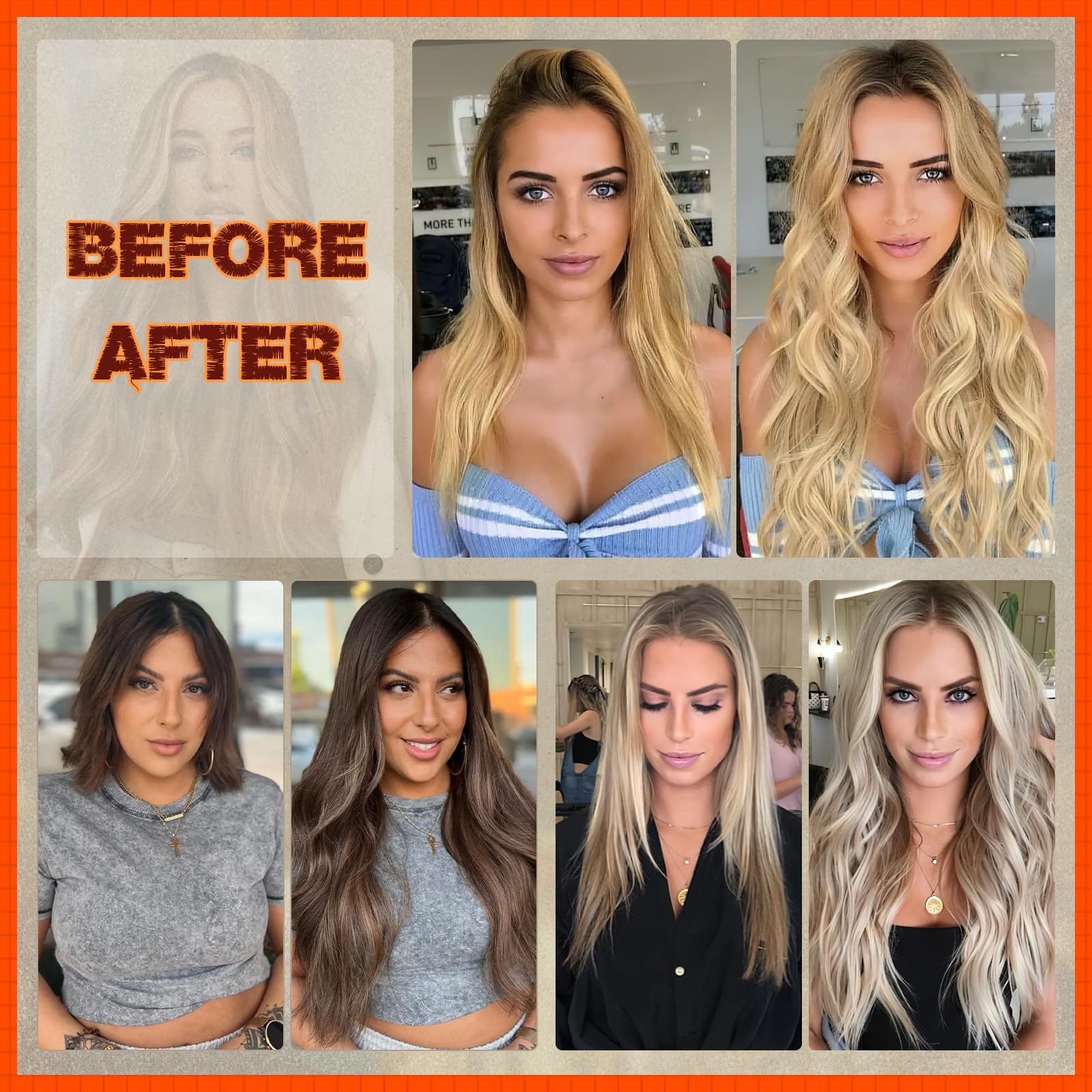 Benehair Clip on Hair Extensions Real Human Hair Auburn Hair Extensions Clip in Human Hair Long Straight Remy Natural Full Head 8pcs 20inch #30 Light Auburn — view 5