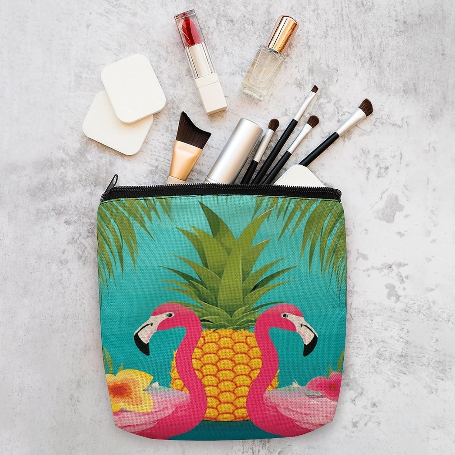 Pineapple Flamingo Makeup Bag Cosmetic Pouch Toiletry Bag image 4