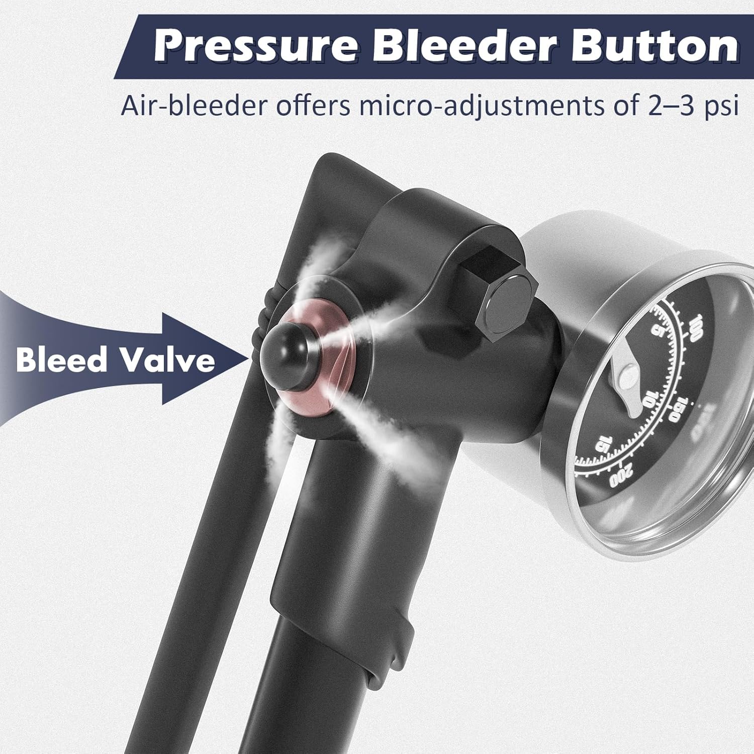 MTB Shock Pump 300 PSI, High Pressure Mountain Bikes Pump for Air Fork & Rear Suspension - Lightweight & Portable