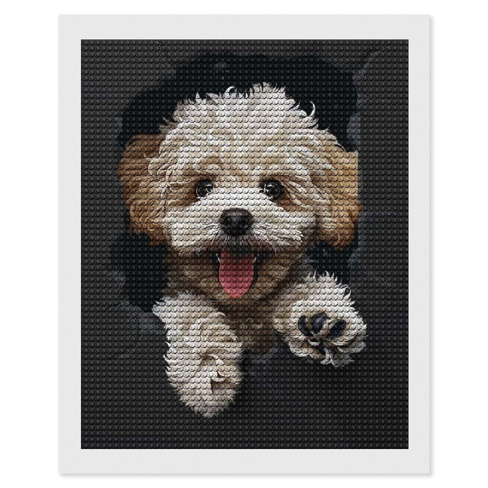 Junmoney Poodle(2) Diamond Painting Set 16"x20", Stress Relief Craft, Easy to Enjoy, Vintage Style Decor, Festive Craft Gift
