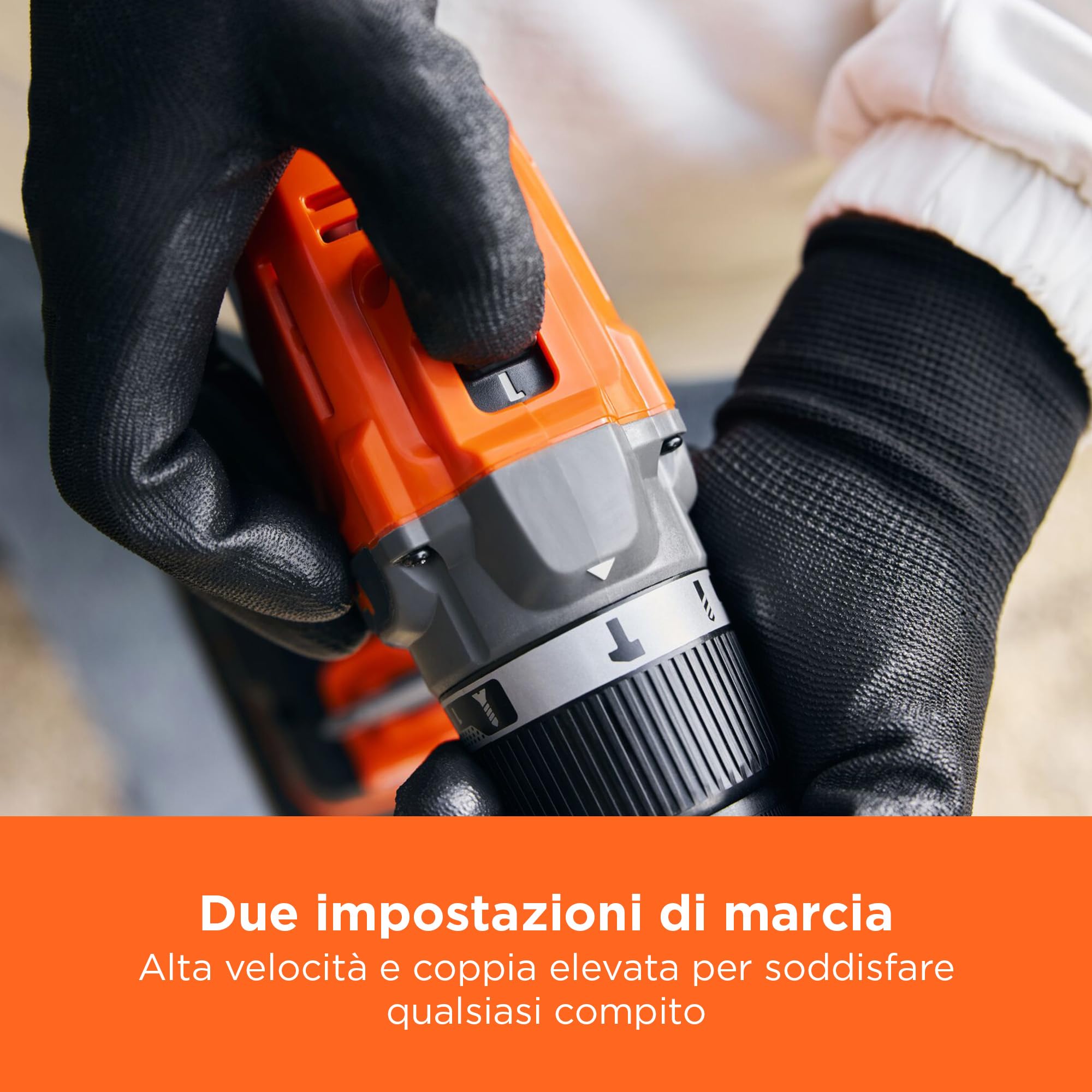BLACK+DECKER 18V POWERCONNECT Trapano a percussione a batteria, coppia 45Nm, 2 marce, luce LED, mandrino senza chiave, senza batteria o caricatore, BCD383XN-XJ
