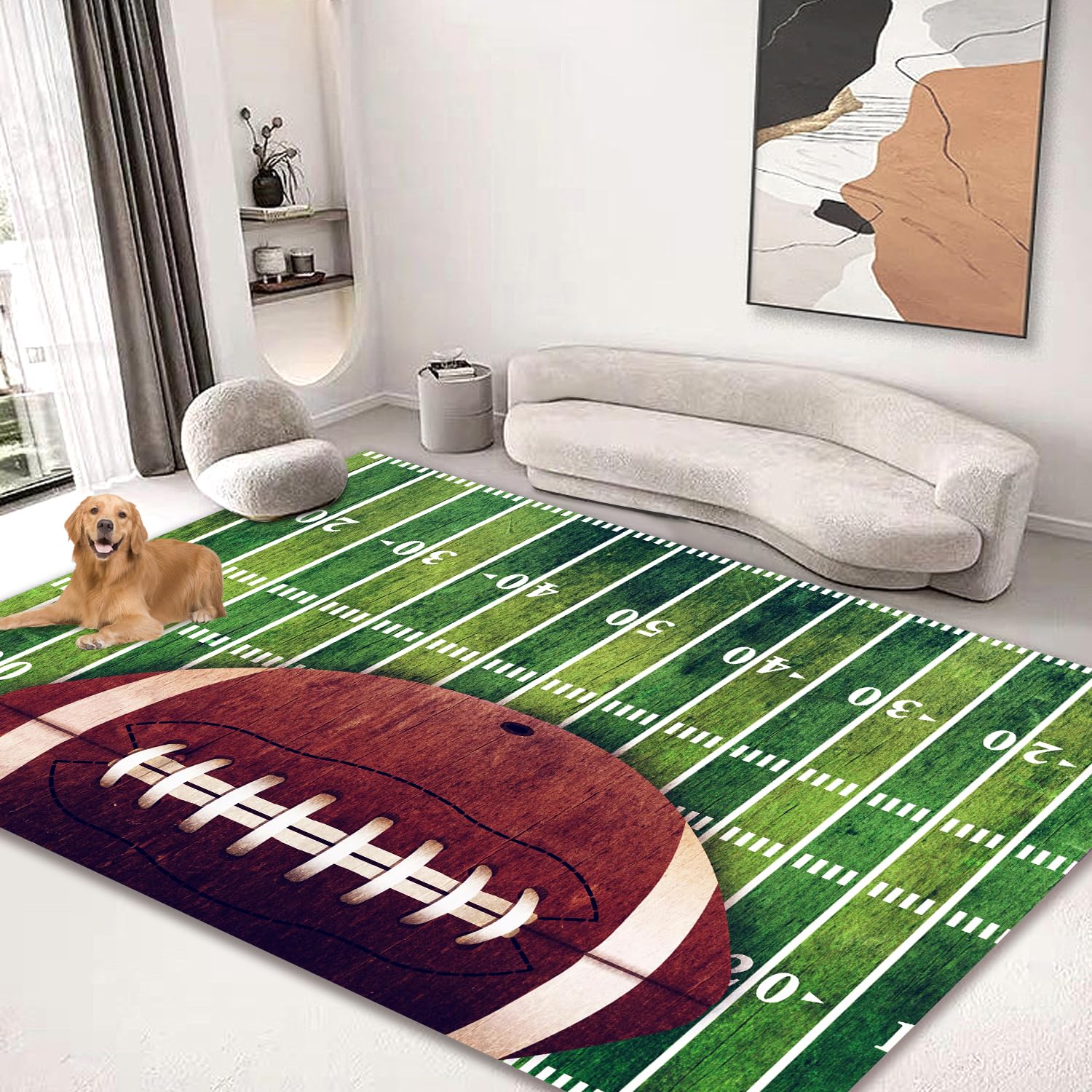 Large Area Rug Carpet Floor Washable Mats Rugs 5'x6' for Living Room Bedroom Home Decor American Football Rugby