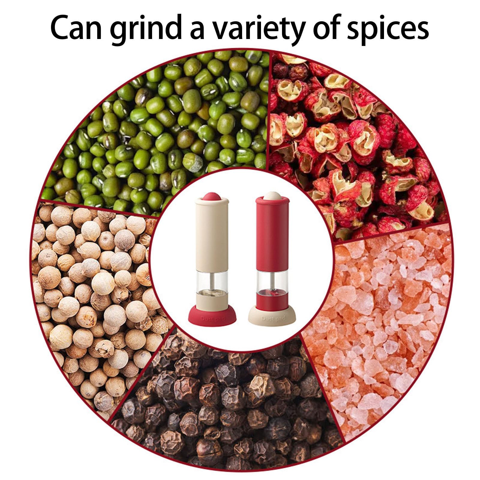 Macinino ricaricabile per grani di pepe con finestra trasparente Grosanità regolabile Macinino elettrico Accessorio da cucina Ristorante Condimento Grinder