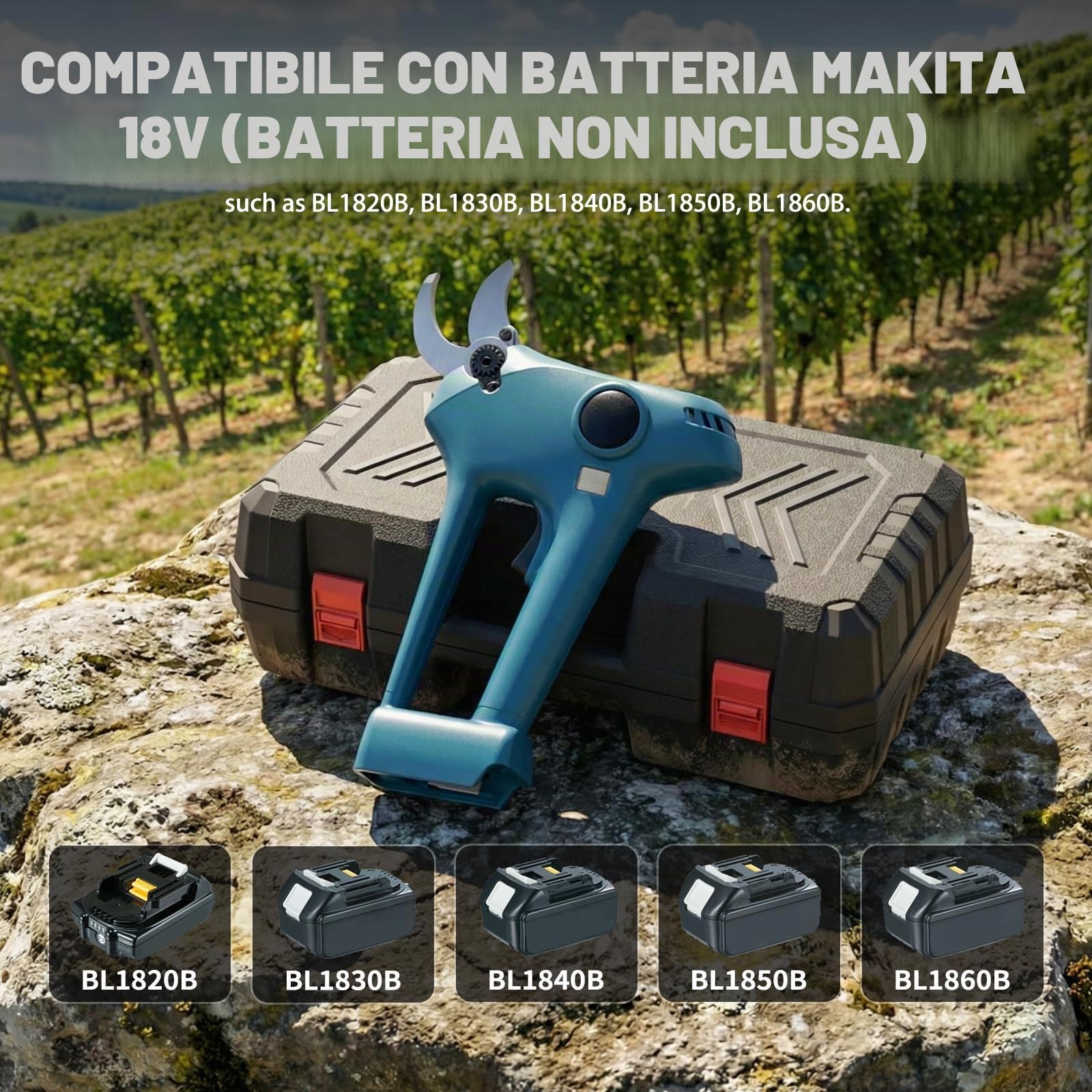 Cesoie da potatura senza fili per Makita 18 V, forbici elettriche da giardino con lama in acciaio al carbonio SK5 da 30 mm e display LCD (batteria non inclusa)