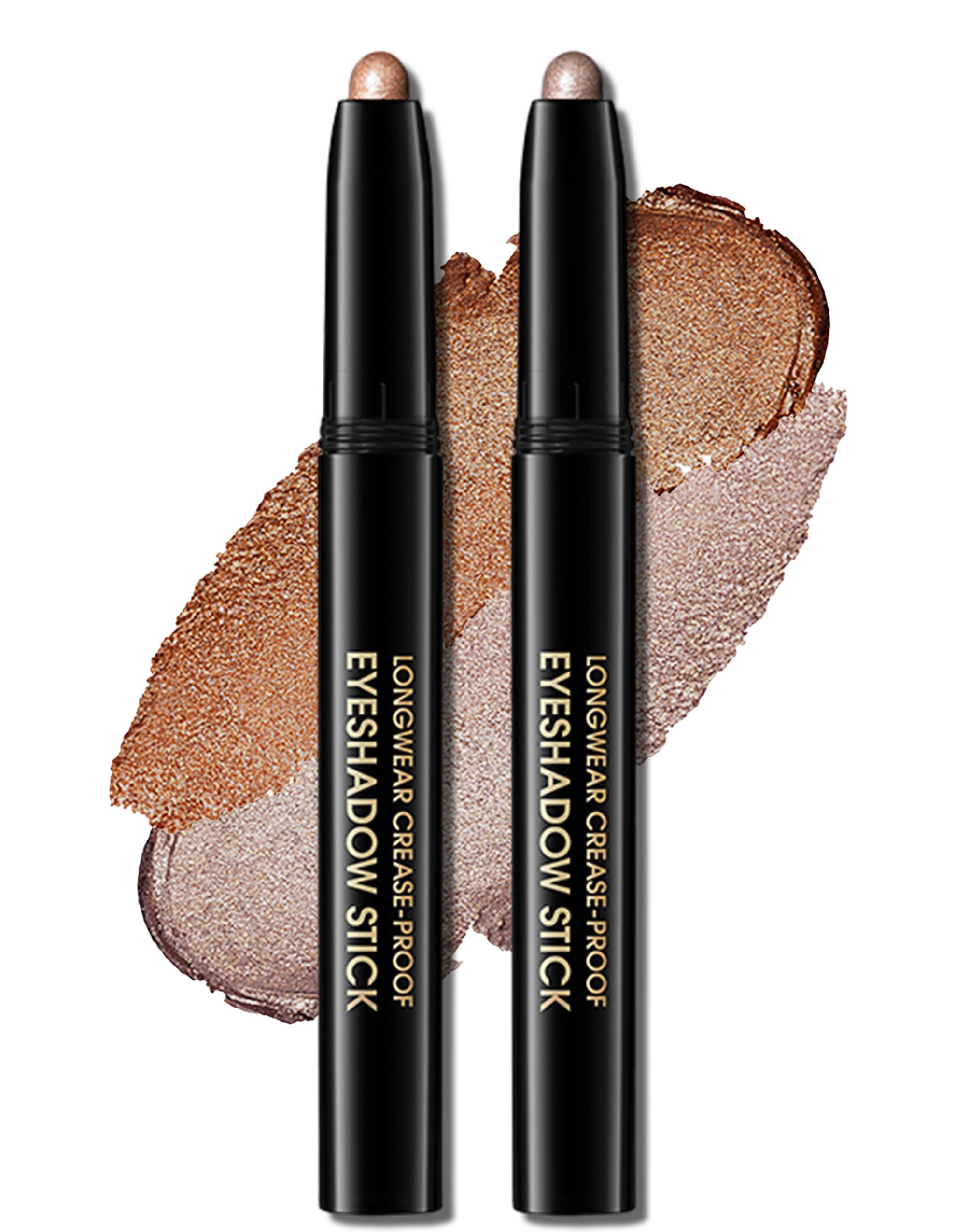 Erinde 2Pcs Glitzer Lidschatten Stift, Glitter Eyeshadow Stick Wasserfest & Langanhaltend, Creme Shimmer Crayon Eyeliner, Metallic Shimmer Augen Makeup Pen #01 + # 09 Shimmer