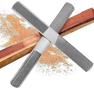(2 Pack) 4 Way Wood Rasp File, Premium Grade High Carbon Hand File and Round Rasp, Half Round Flat & Needle Files for Sharpening Wood and Metal Tools