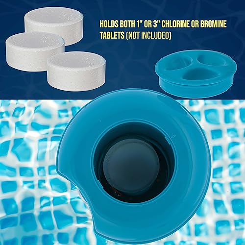 Miniatura 5 de U.S. Pool Supply Dispensador flotante de cloro para piscina con termómetro, clorador flotante de 8 pulgadas de diámetro, gran capacidad para