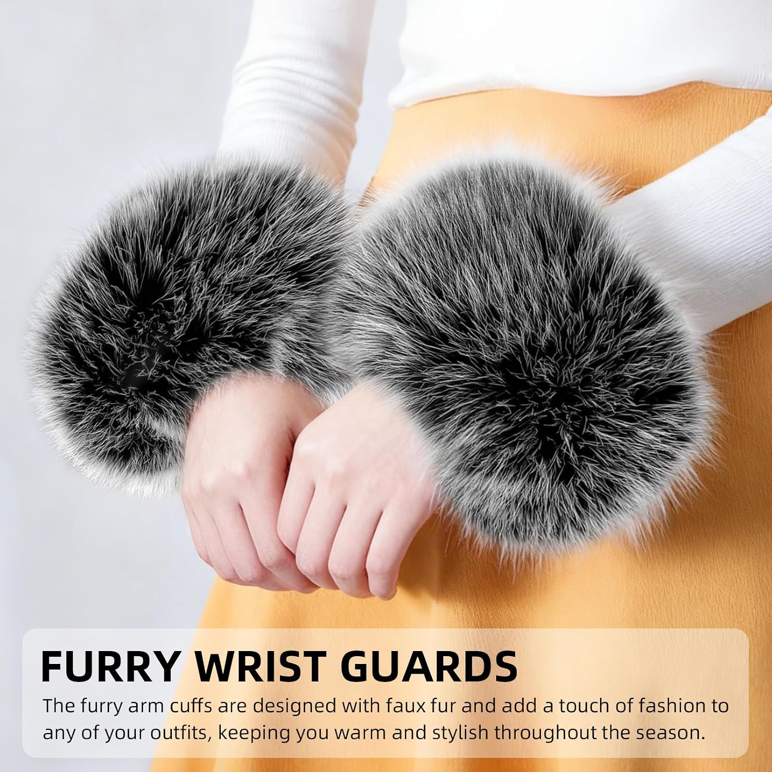 Faux Fur Wrist Cuffs, Winter Short Furry Arm Warmer Fluffy Wirstband Ankle Warmer