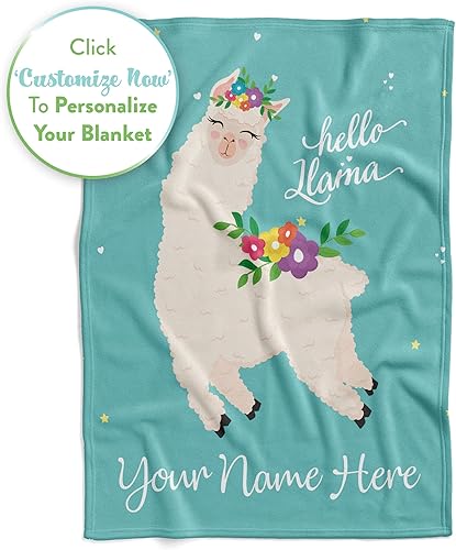 Miniatura 4 de Manta de llama personalizada con nombre personalizado para niños, mujeres o adultos, linda, cómoda y afelpada con colores suaves para ropa de cama,