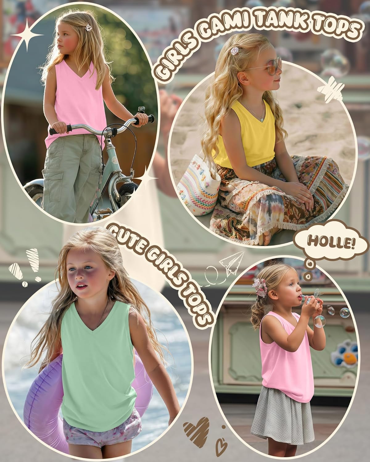 3 Pack Toddler Girls Tank Tops Baby Sleeveless Summer Shirts V Neck Basic Undershirt Cute Comfort Tops for 18m-5t