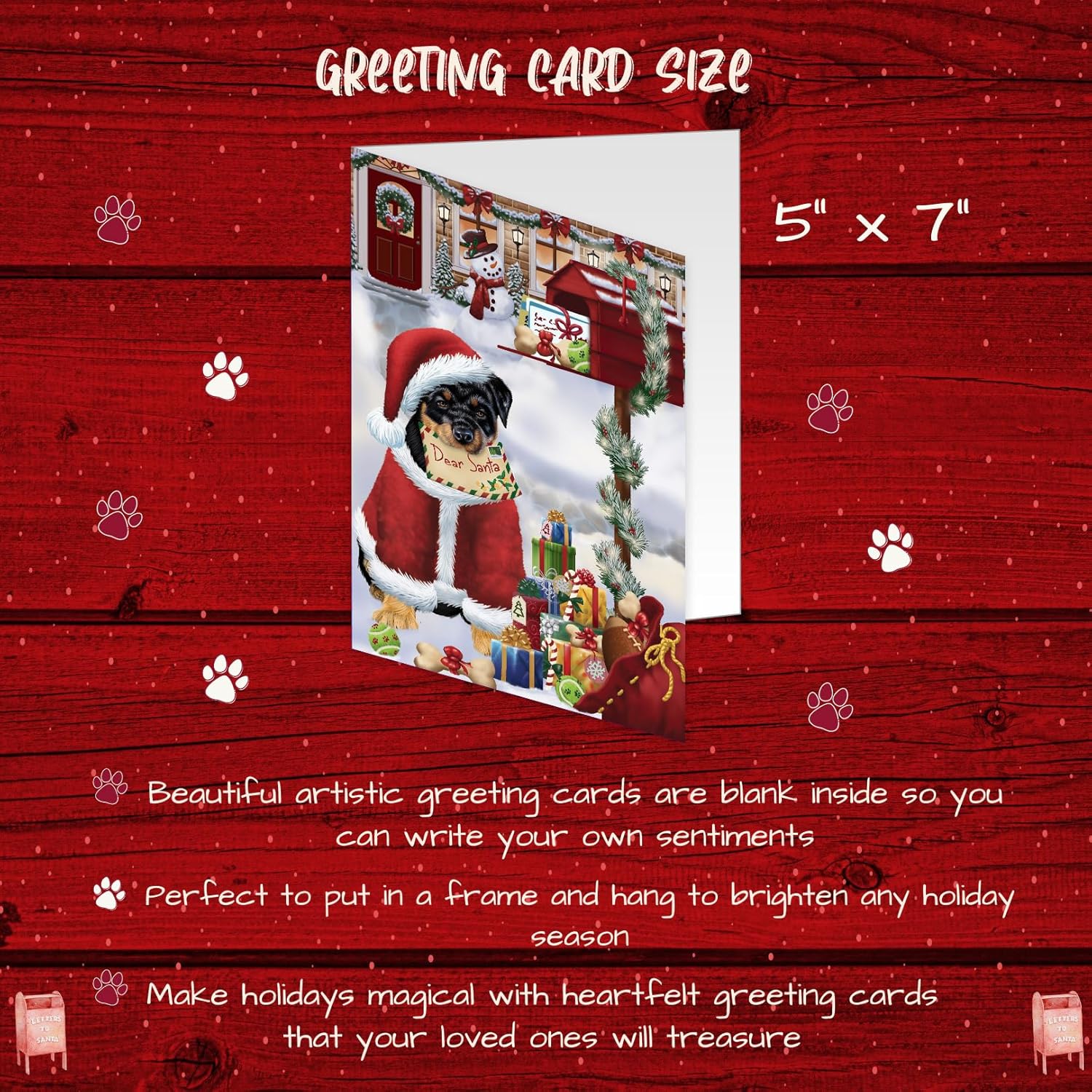 Dear Santa Mailbox Christmas Letter Rottweiler Dog Greeting Cards - Adorable Pets Invitation Cards with Envelopes - Pet Artwork Christmas Greeting Cards (10 Greeting Cards)