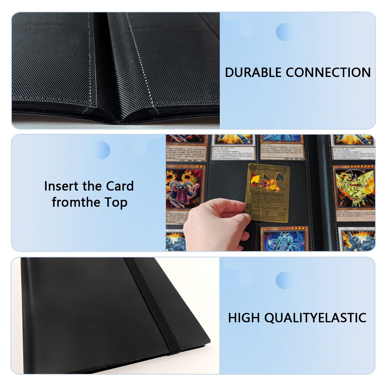 9-trading Card Album Pokemon, 360 kieszeni na karty kolekcjonerskie, album na karty kolekcjonerskie, segregator na karty kolekcjonerskie, 9 przegródek, duży album na karty, pasuje na karty, dla