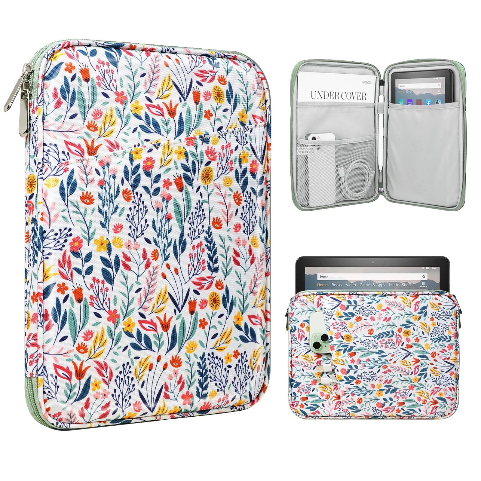 TiMOVO 8-9 Inch Tablet Sleeve for iPad mini, Flowers
