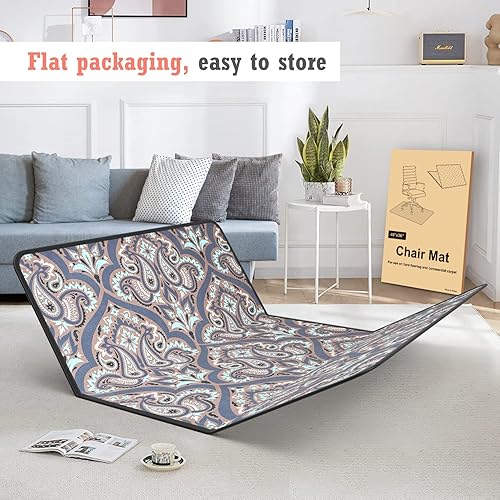 Miniatura 4 de Tapete para silla de oficina resistente para alfombra y piso de madera dura, tapete bohemio para silla de escritorio, 36 x 48 pulgadas, tapete de
