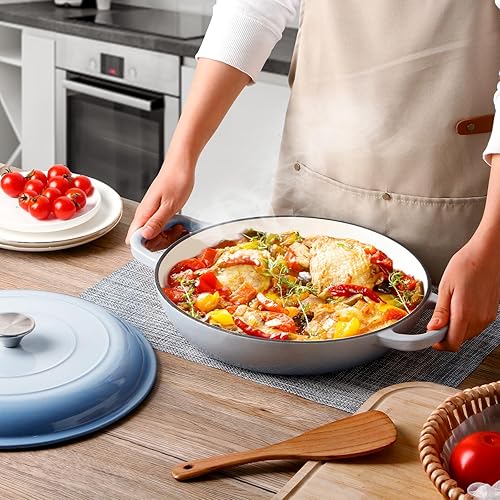 Miniatura 5 de NUTRIUPS Olla de horno holandés de hierro fundido esmaltado de 3.6 cuartos de galón con tapa, horno holandés de hierro fundido antiadherente con