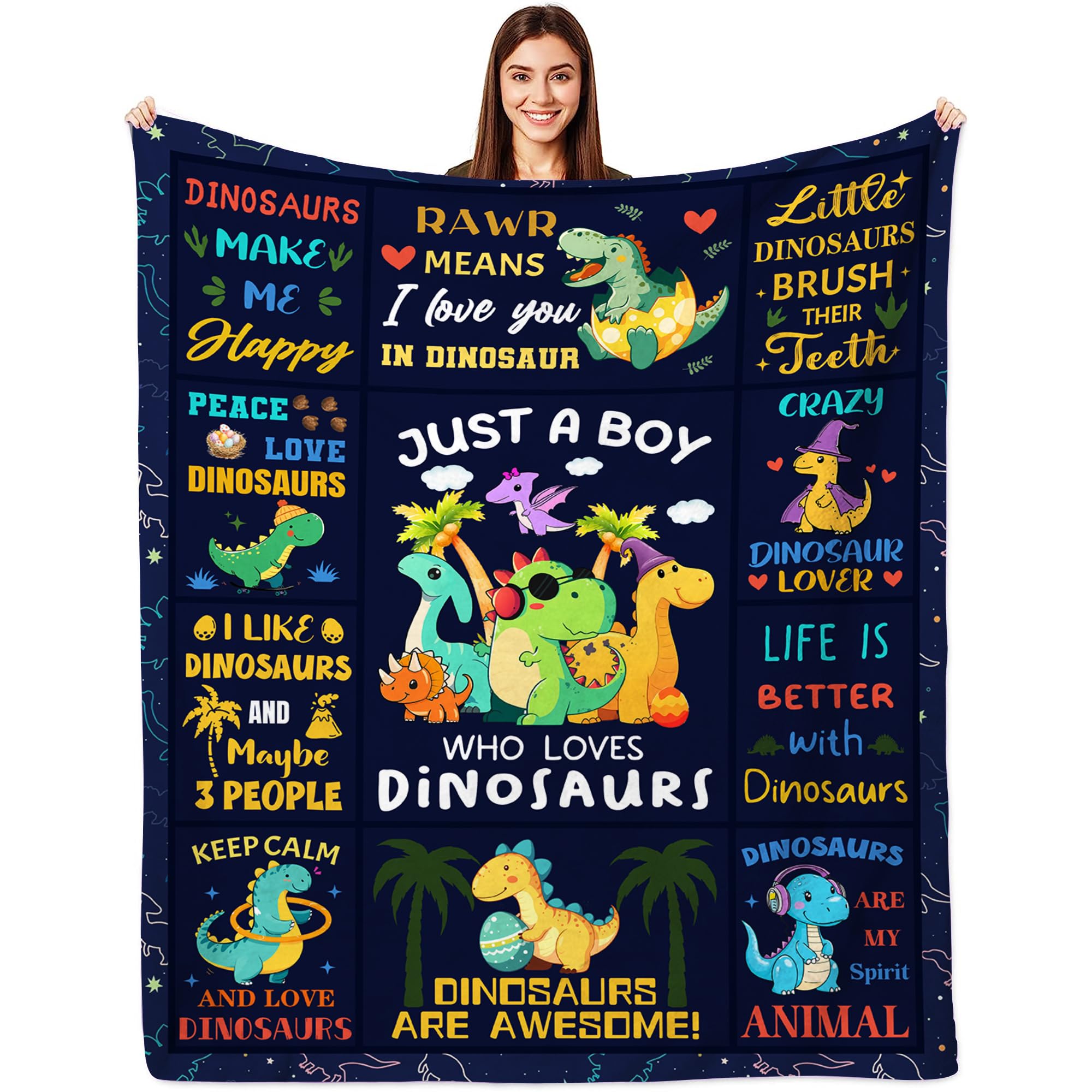 Dinosaur Blanket for Kids Boys, Dinosaur Gifts for Boys, Dinosaur Themed Gifts for Boys, Christmas Birthday Gift for Child Teen, Soft Flannel Dinosaur Throw Blanket 50"" x60