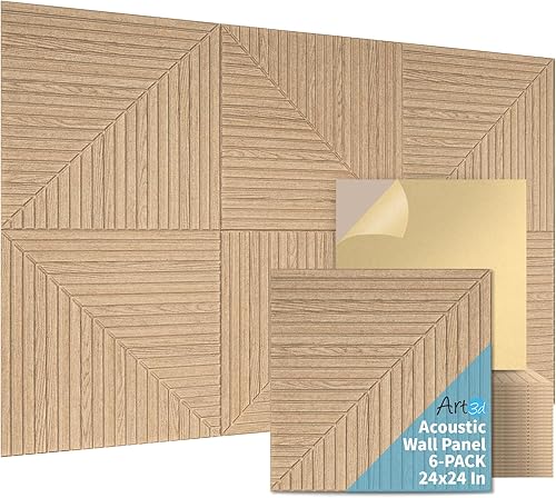 Art3d Paquete de 6 paneles de pared acústicos autoadhesivos para decoración del hogar, paneles insonorizados de 24 x 24 pulgadas para oficina,