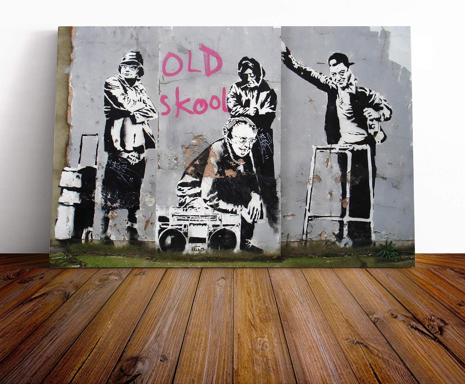(20x14 Inch / 50x35cm) Banksy Old Skool Graffiti Wall Art Canvas Print, Mixed, 25L x 50W cm