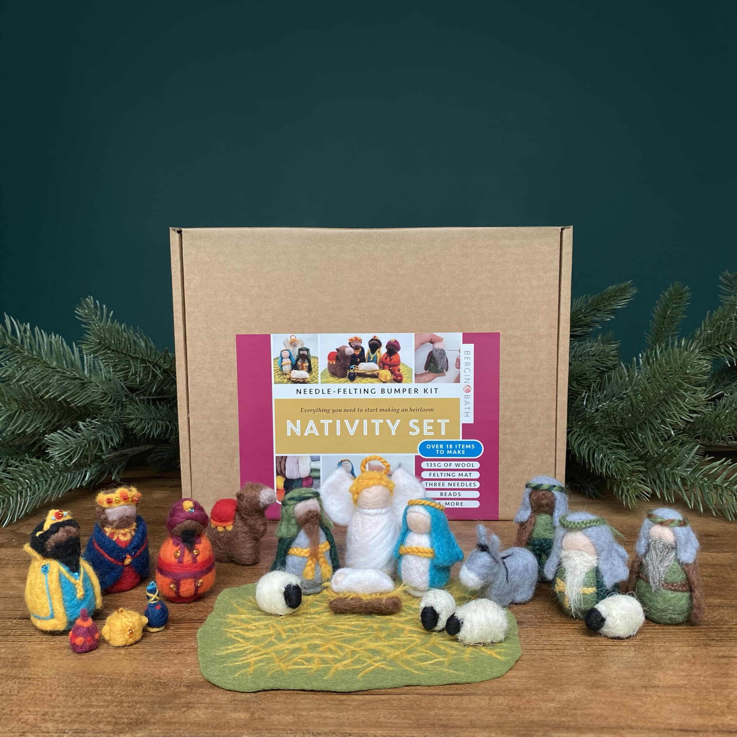 Bergin & Bath Needle Felting Bumper Kit - Nativity Craft Set for Adults and Teens Gift, Planet-Friendly Wool - Image 4