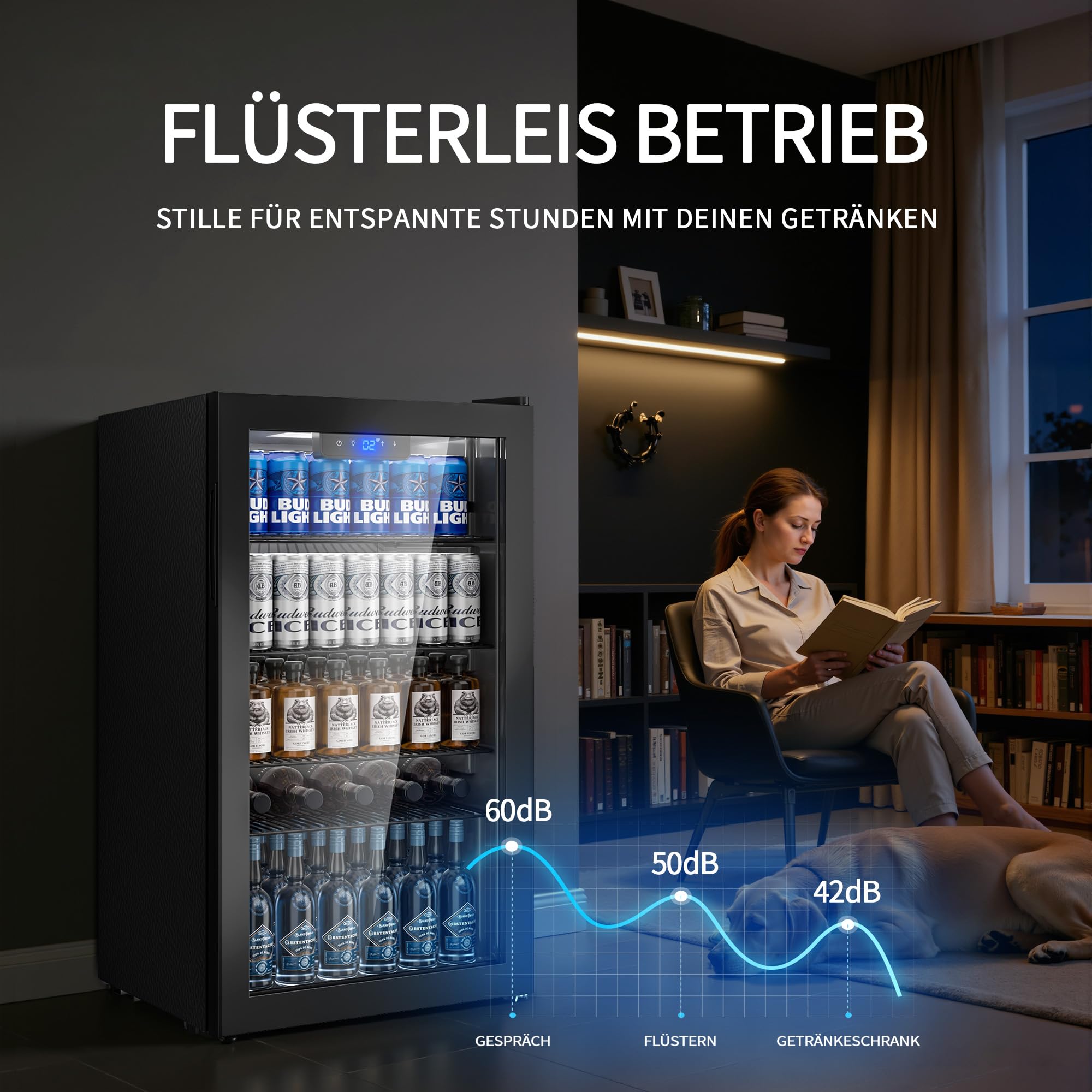Airfish Getränkekühlschrank mit Glasfront 86L Mini-Kühlschrank verstellbare Regale Bier Wein Getränke