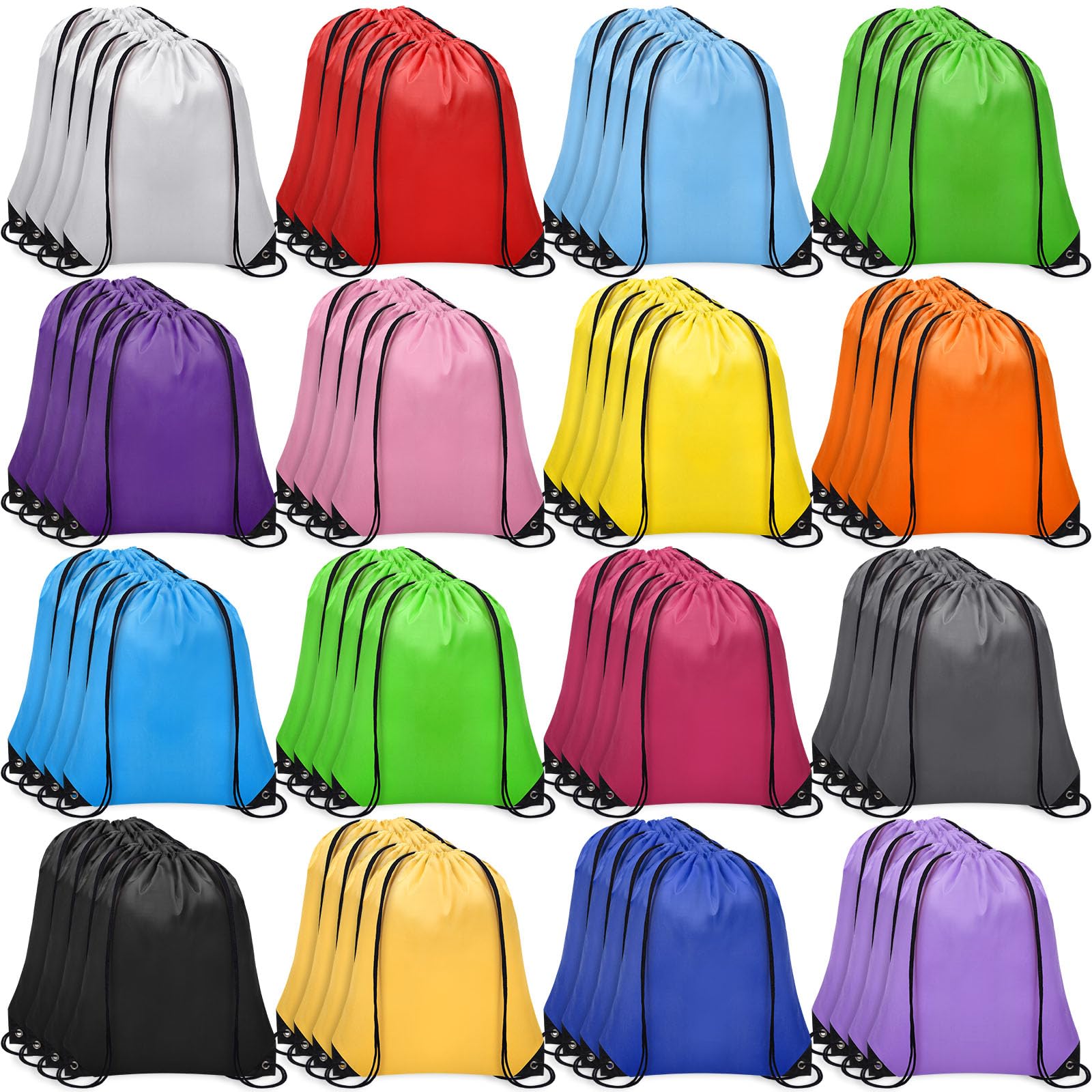 Grneric 64 PCS Drawstring Bags Bulk Drawstring Backpack Draw String Bag Cinch Sack for Gym Traveling Yoga Outdoor Sports (16 Colors)