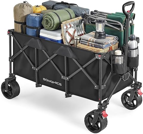 SONGMICS Carrello Spiaggia Pieghevole 200L, Carrellino da Trasporto 150 kg con Grandi Ruote Girevoli a 360°, 100 x...