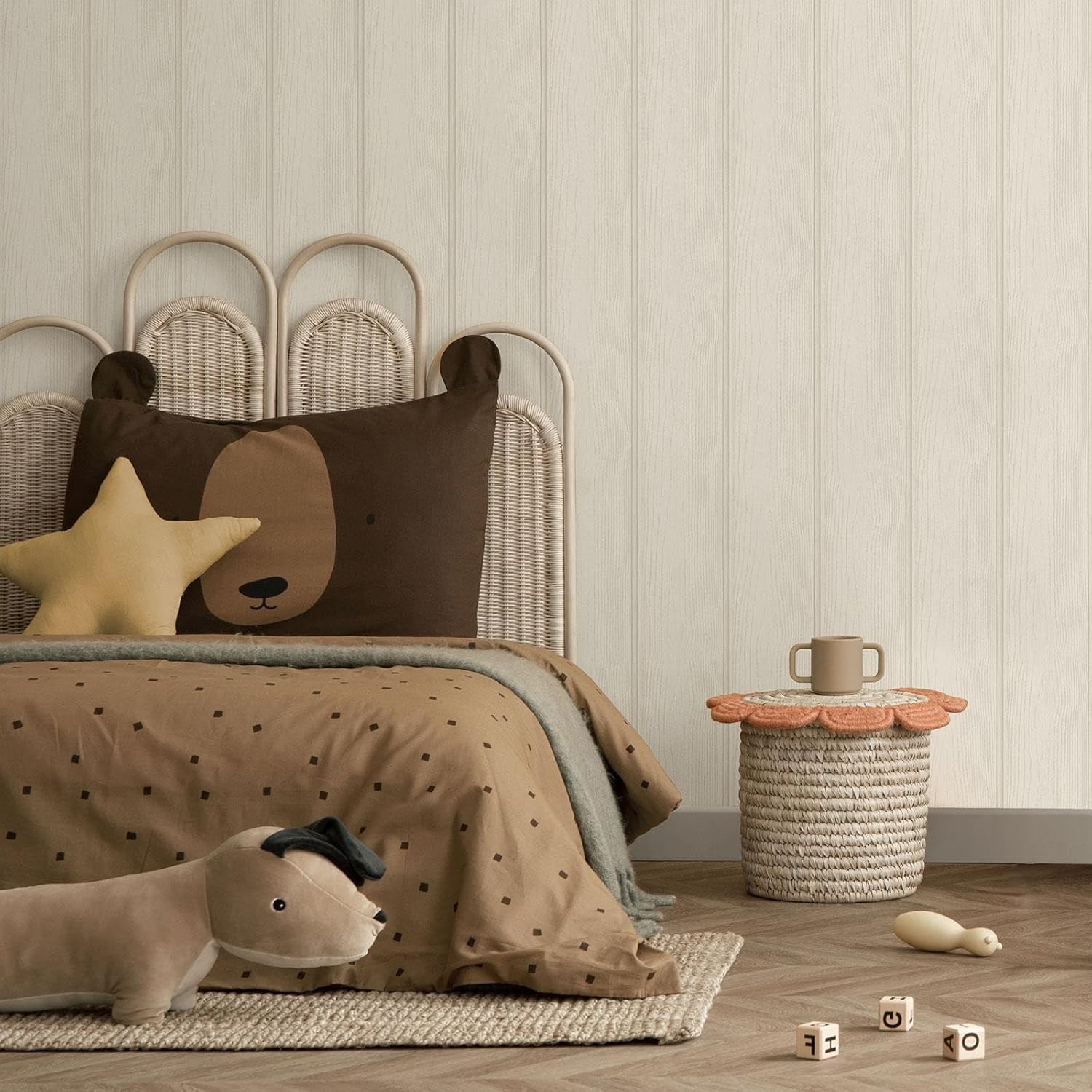 Tongue & Groove Wood Panel Effect Wallpaper Stylish and Simple Design for Kids' Bedrooms Nurseries Playrooms in Beige Holden 13991