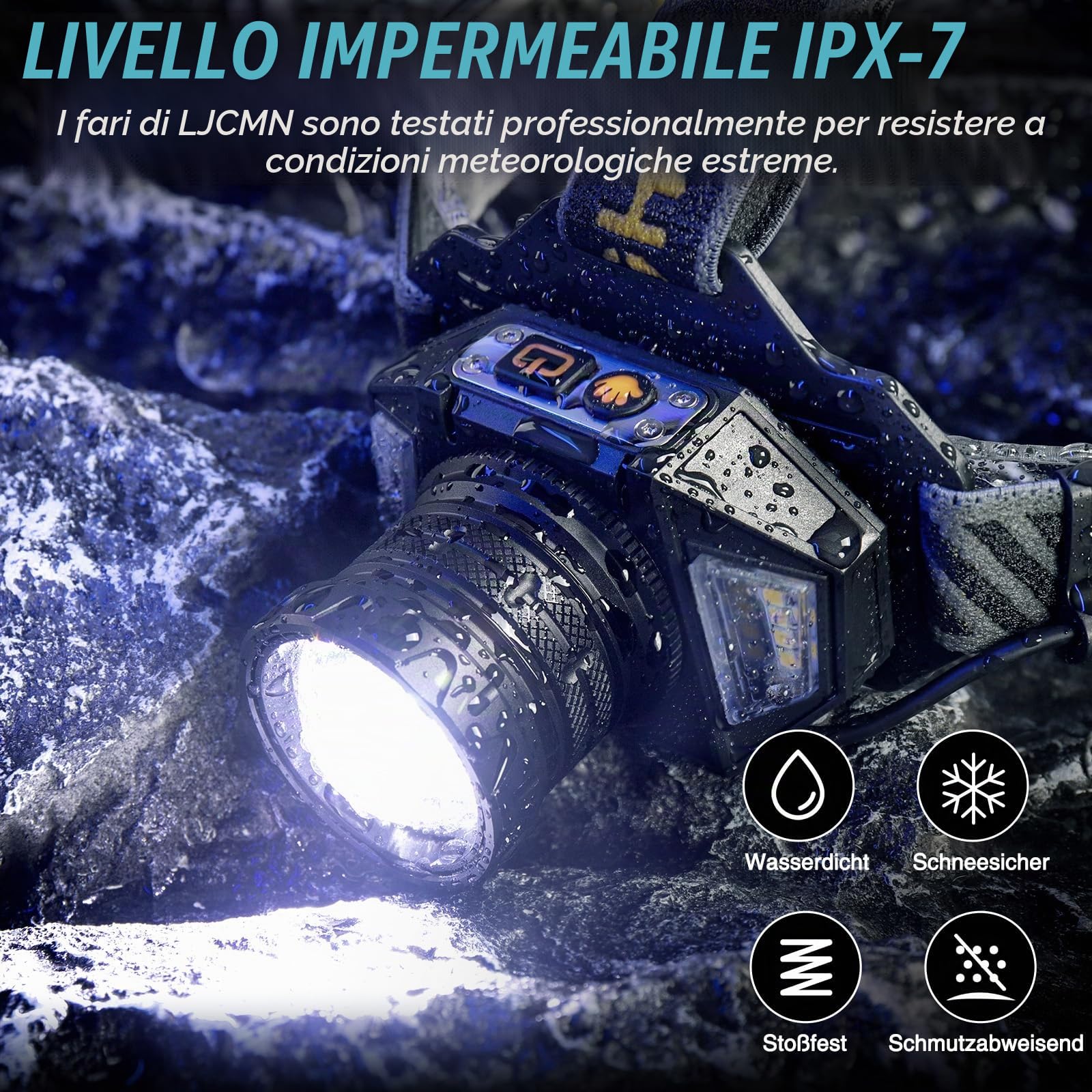 SIDARK Lampada frontale a LED, ricaricabile, super luminosa, 120000, alta lux, lampada frontale con 12 modalità e IPX7, impermeabile e regolabile a 90°, per attività all'aperto, campeggio