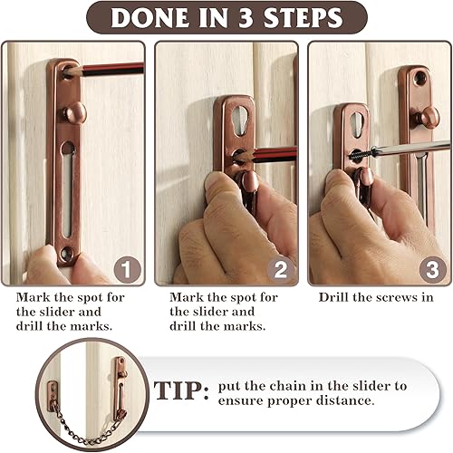 Miniatura 6 de Alise Cerradura de protección de puerta de cadena, cerraduras de cadena de puerta con resorte de seguridad antirrobo, cerraduras de cadena para