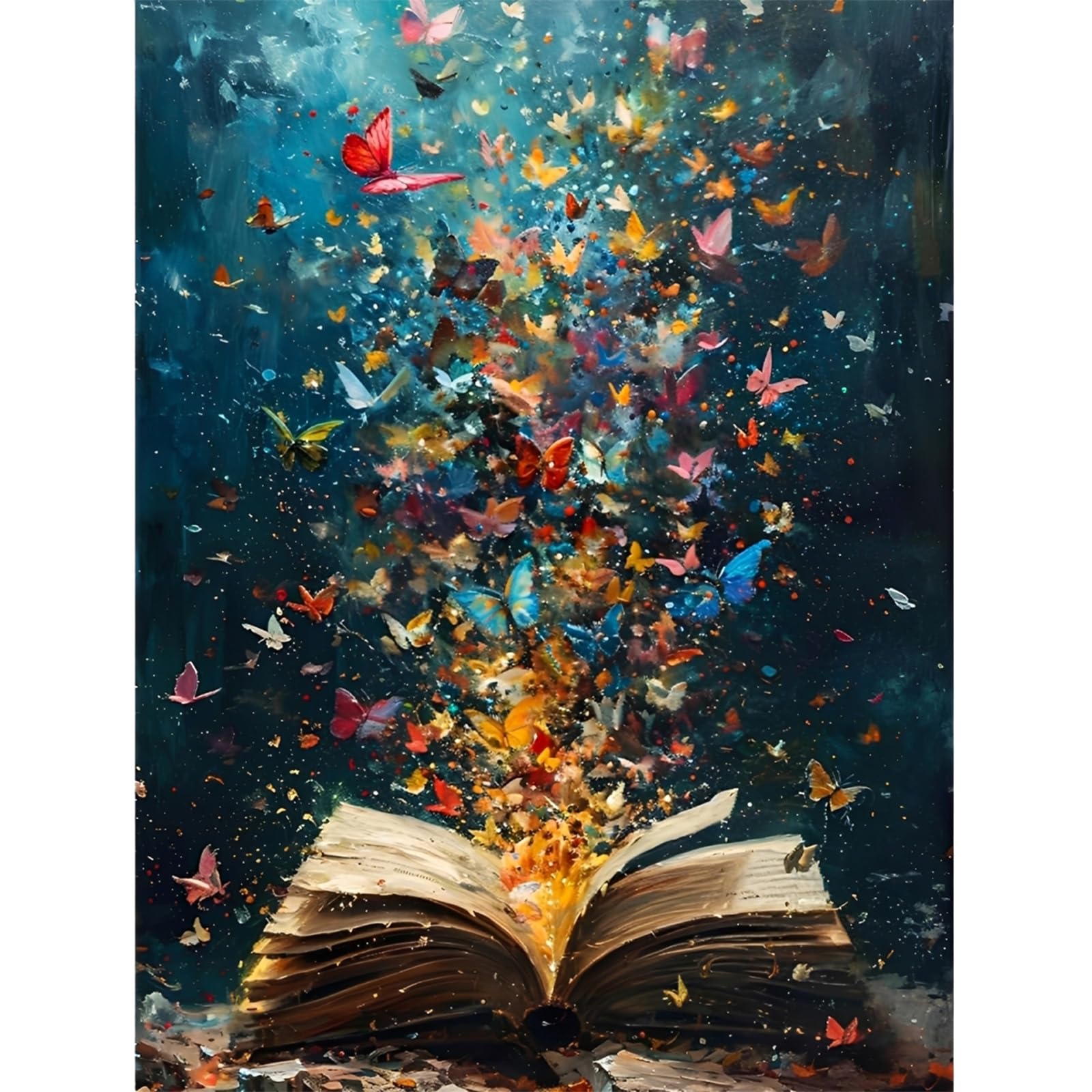 1 Pack 5D Diamond Painting Kit for Adults, Vintage Butterfly Book Theme Diamond Art Kit, 11.81 x 15.75 Inch Oil Canvas DIY Craft for Home Wall Decor (No Frame)-image-12